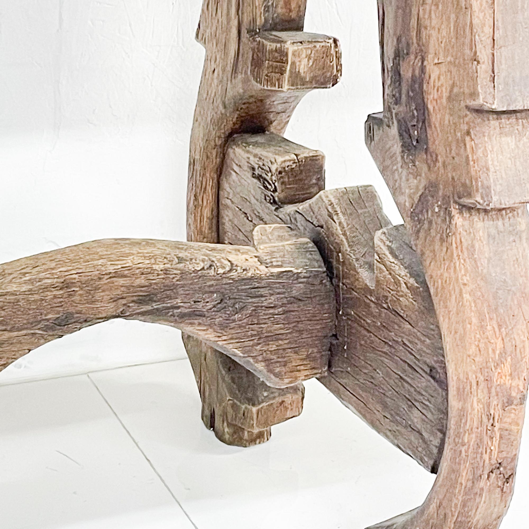 Mid-20th Century Spanish Colonial Hacienda Receiving Console Table Sculptural Rustic Wood, 1940s