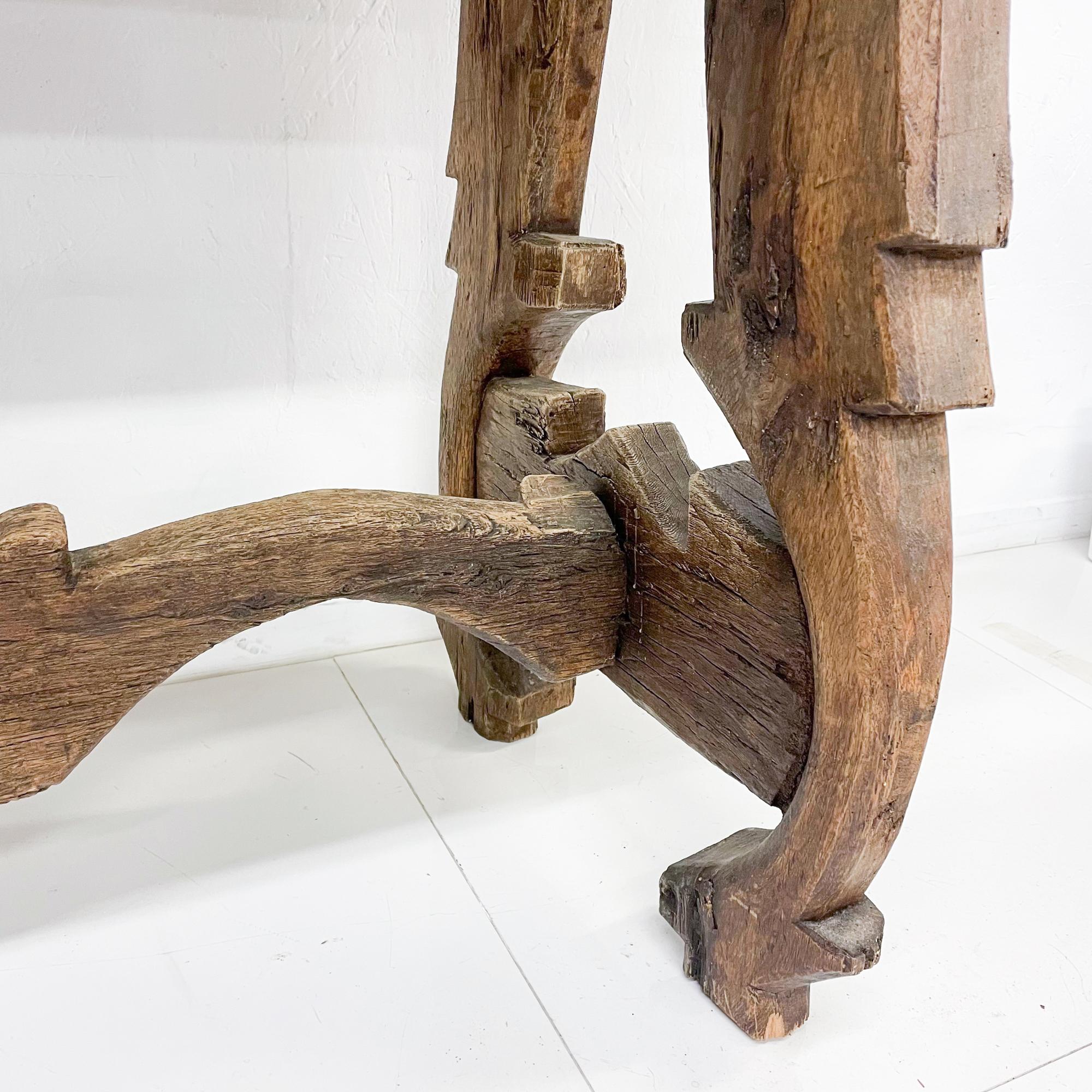 Spanish Colonial Hacienda Receiving Console Table Sculptural Rustic Wood, 1940s 1