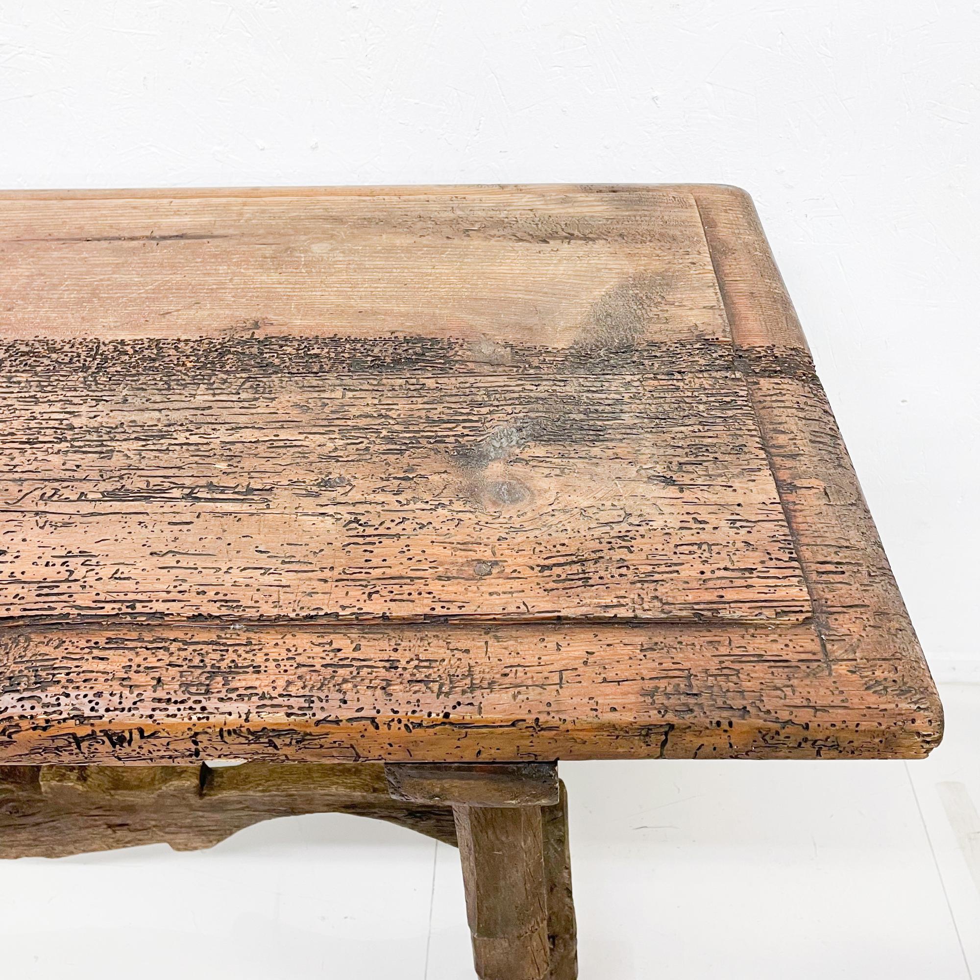 Spanish Colonial Hacienda Receiving Console Table Sculptural Rustic Wood, 1940s 2