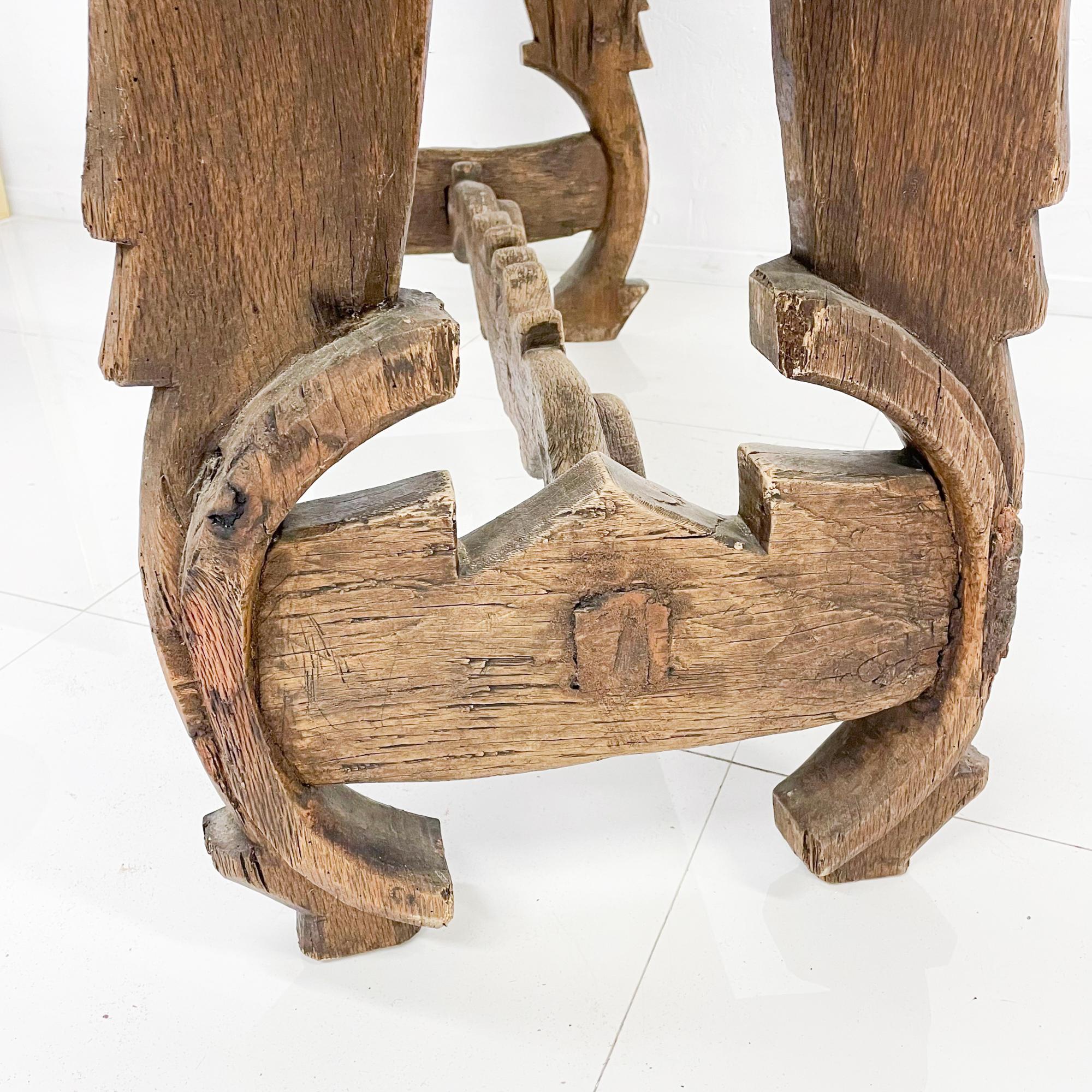 Spanish Colonial Hacienda Receiving Console Table Sculptural Rustic Wood, 1940s 4