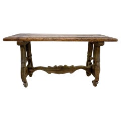 Spanish Colonial Hacienda Receiving Console Table Sculptural Rustic Wood, 1940s