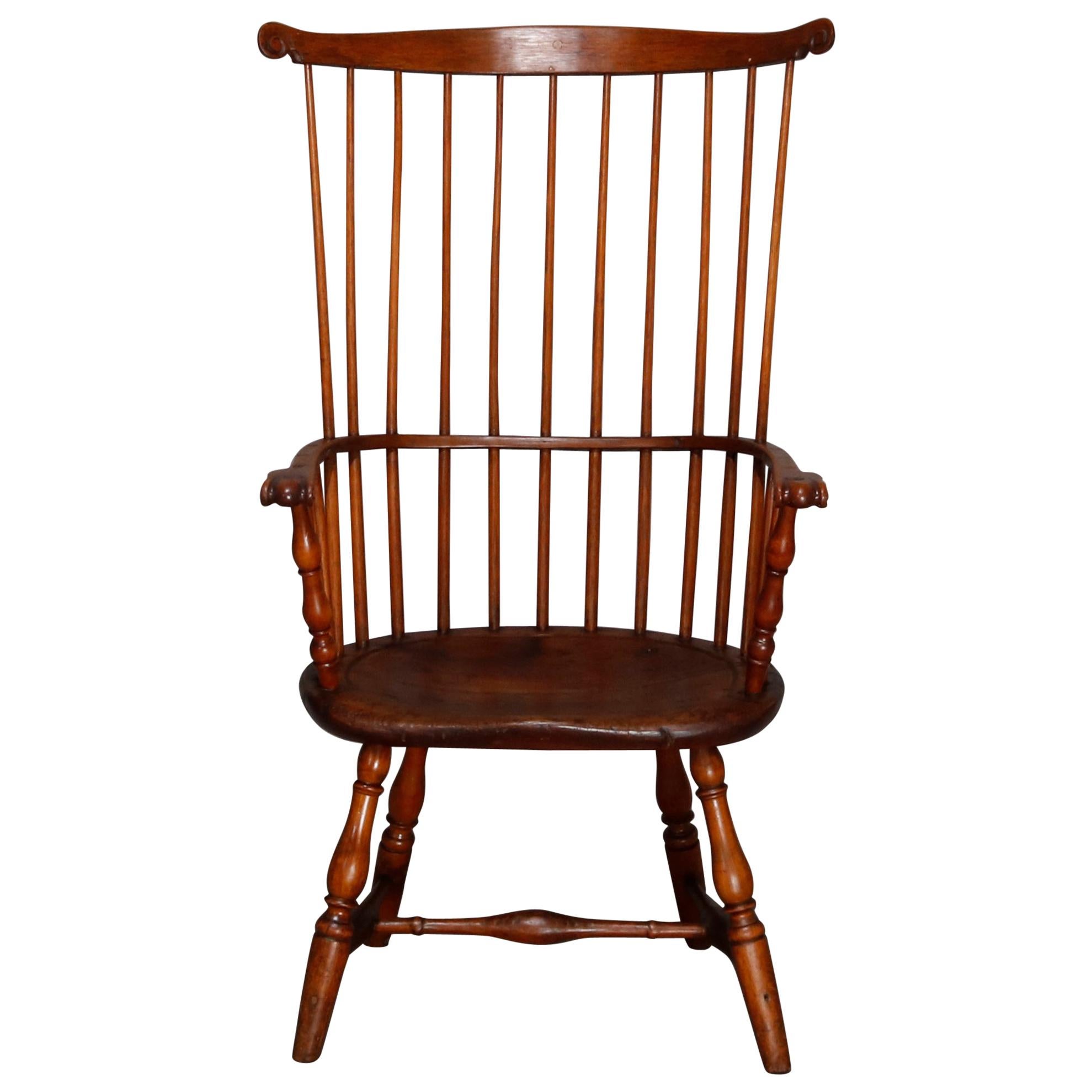 Colonial Style Philadelphia Oak Windsor Fan Back Chair, 20th Century
