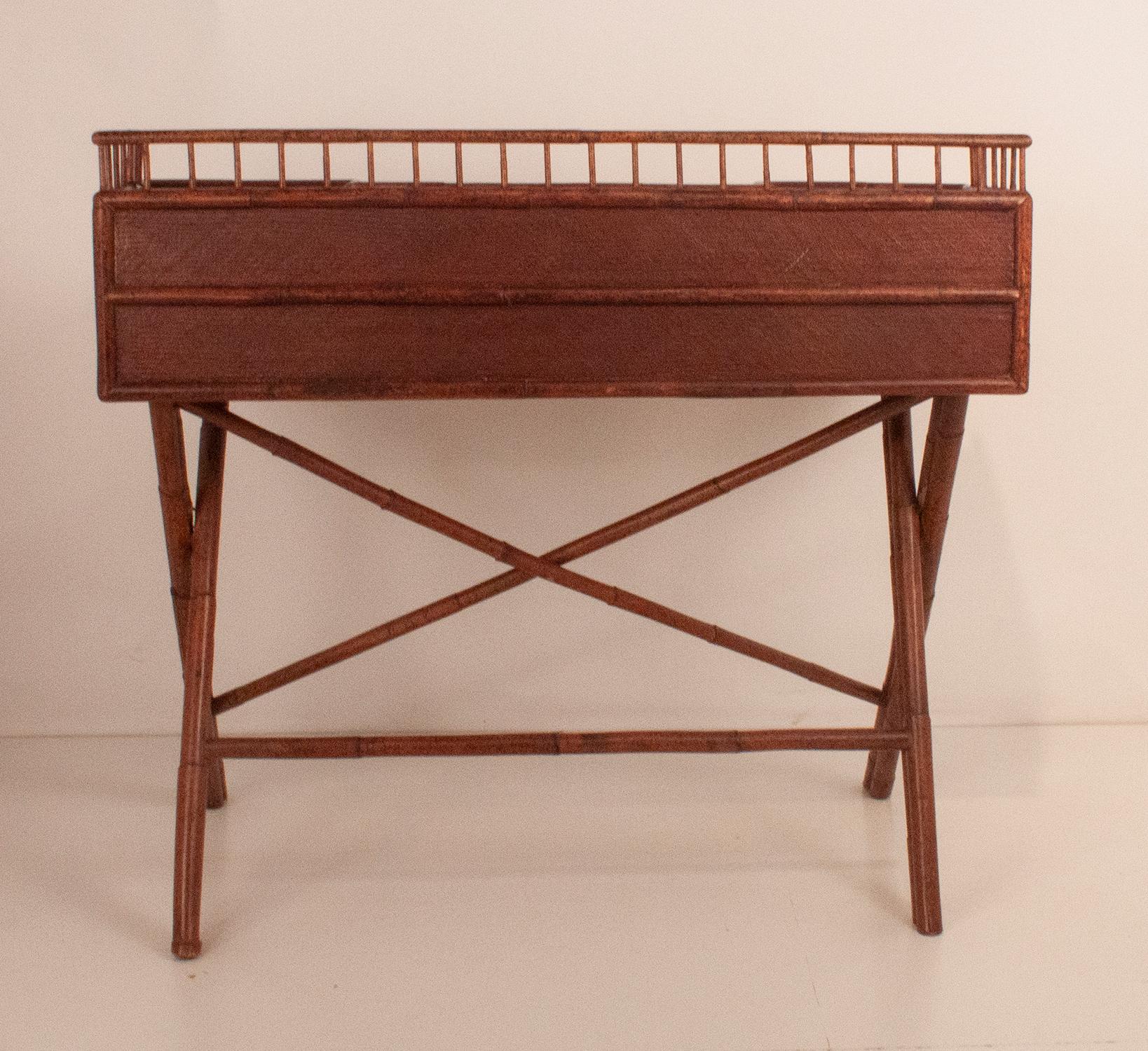 Late 20th Century Colonial Style Writing Desk Bamboo, 1970's