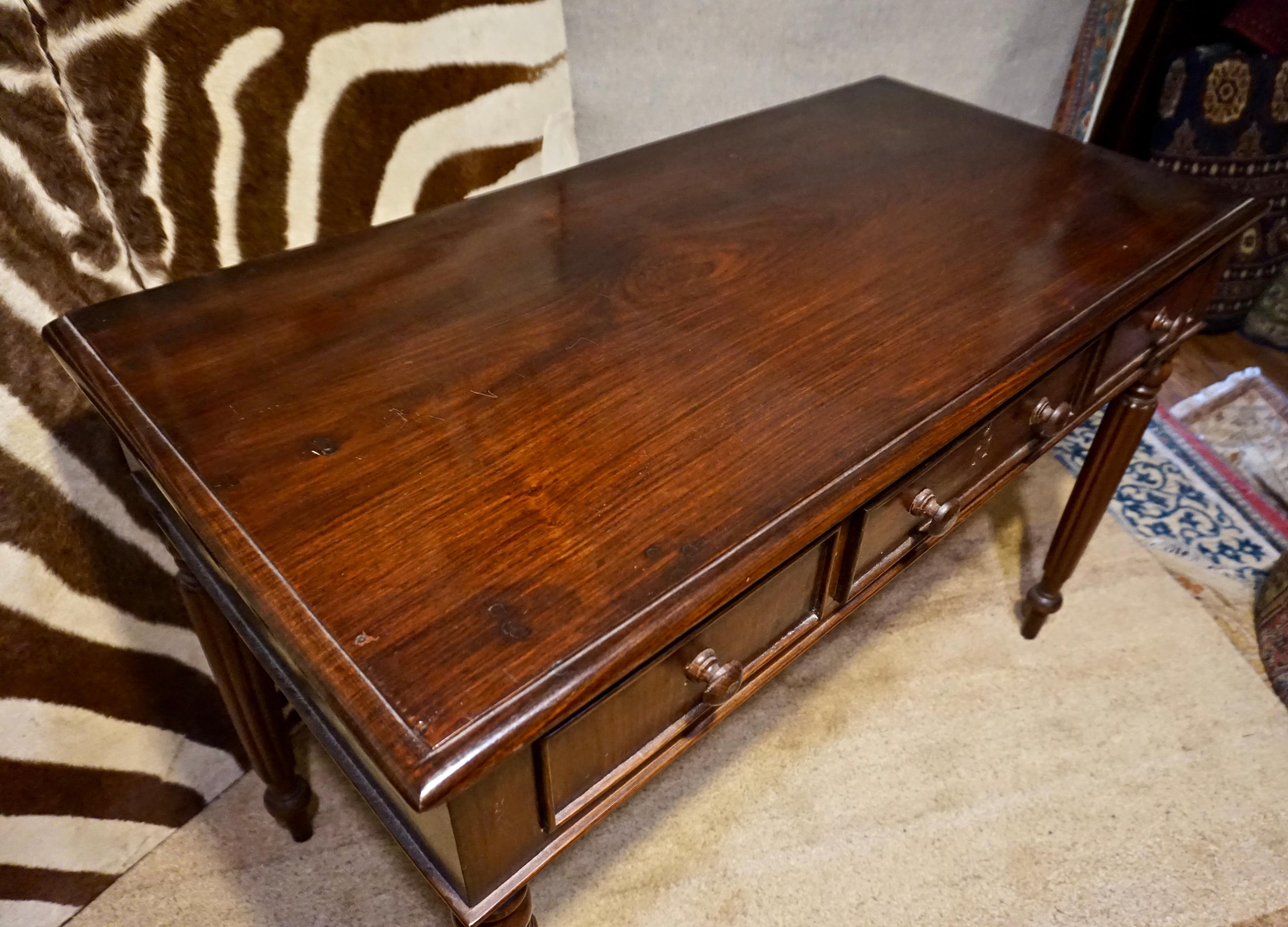 British Indian Ocean Territory Colonial Victorian Solid Rosewood Hand Carved Writing Desk