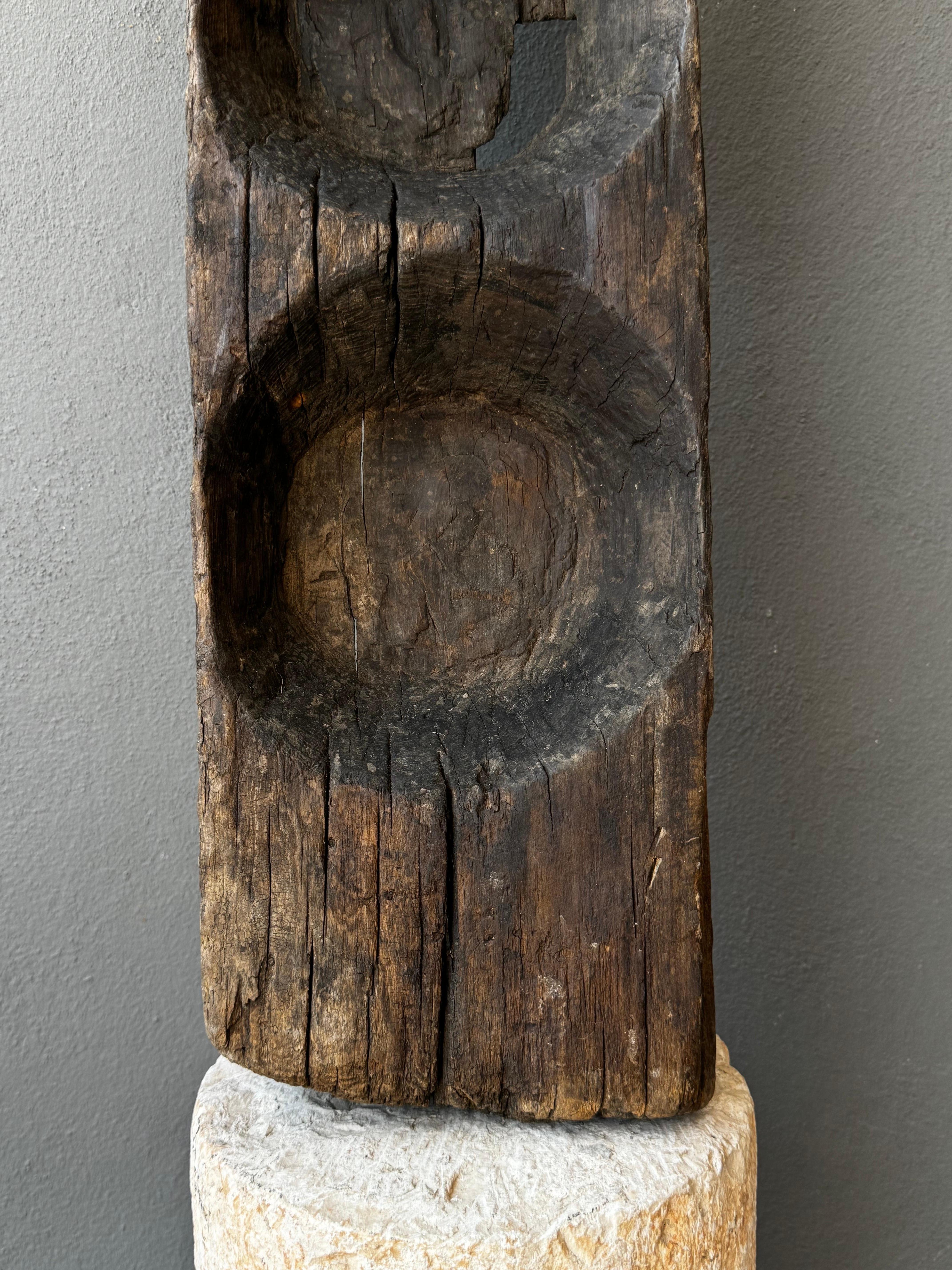 Mexican Colonial Wooden Cheese Mold From Puebla, Mexico, late 1800´s