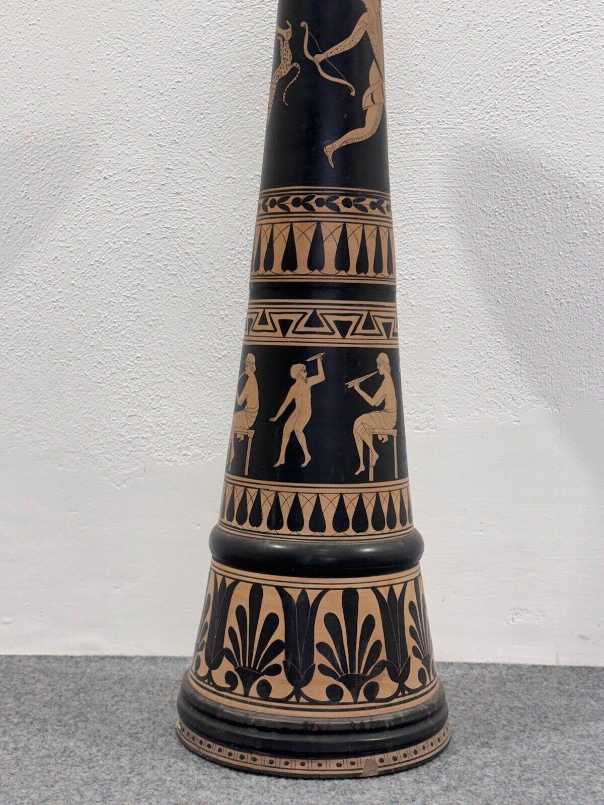 Late 20th Century Colonne à vase en terre cuite avec peinture de vase, style grec, 1970 en vente