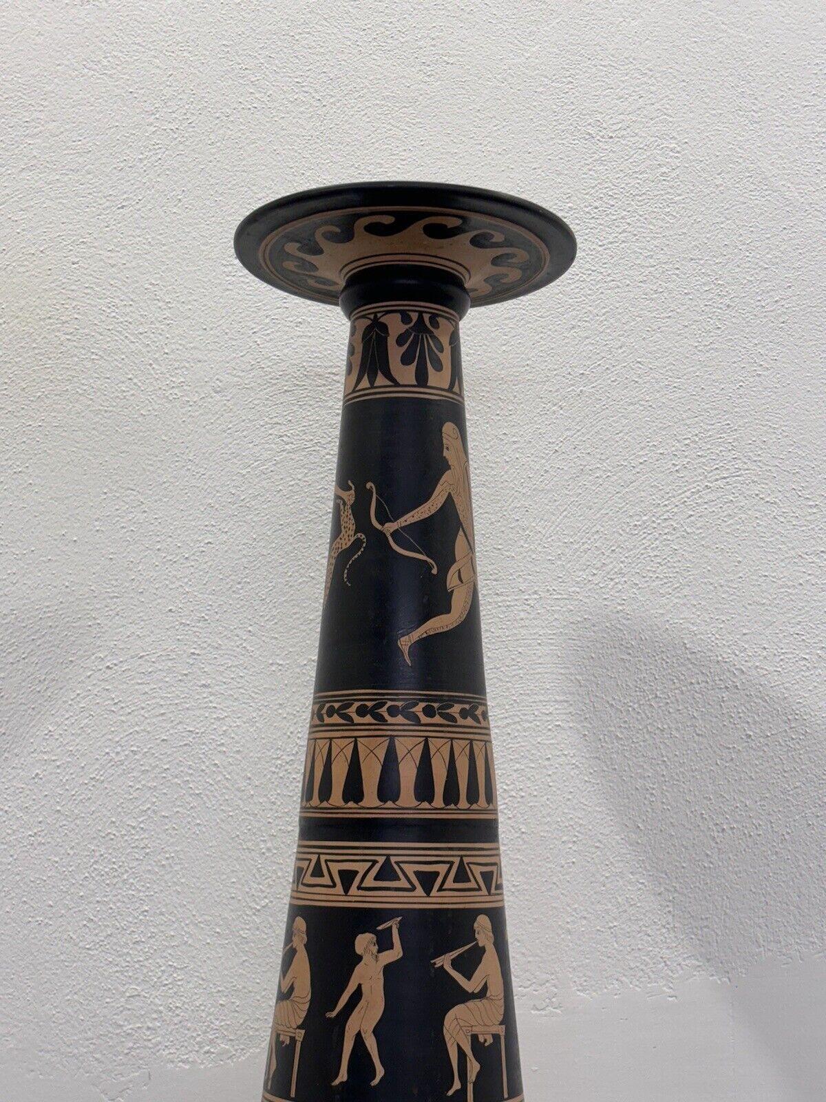 Terre cuite Colonne à vase en terre cuite avec peinture de vase, style grec, 1970 en vente