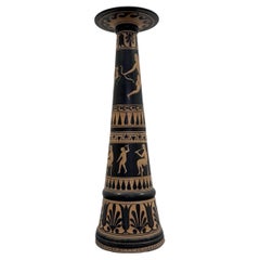 Terracotta vase holder column, with vascular painting Greek style, 1970s