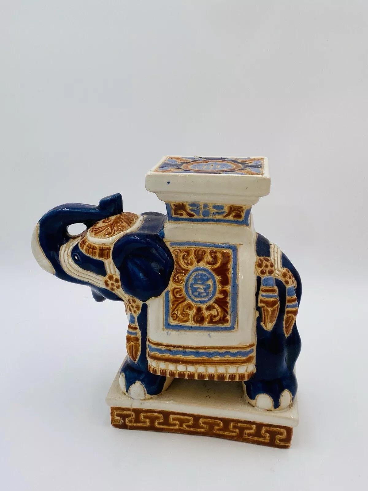 Italian Column Vase Holder Oriental Hollywood Regency Ceramic 1970's For Sale
