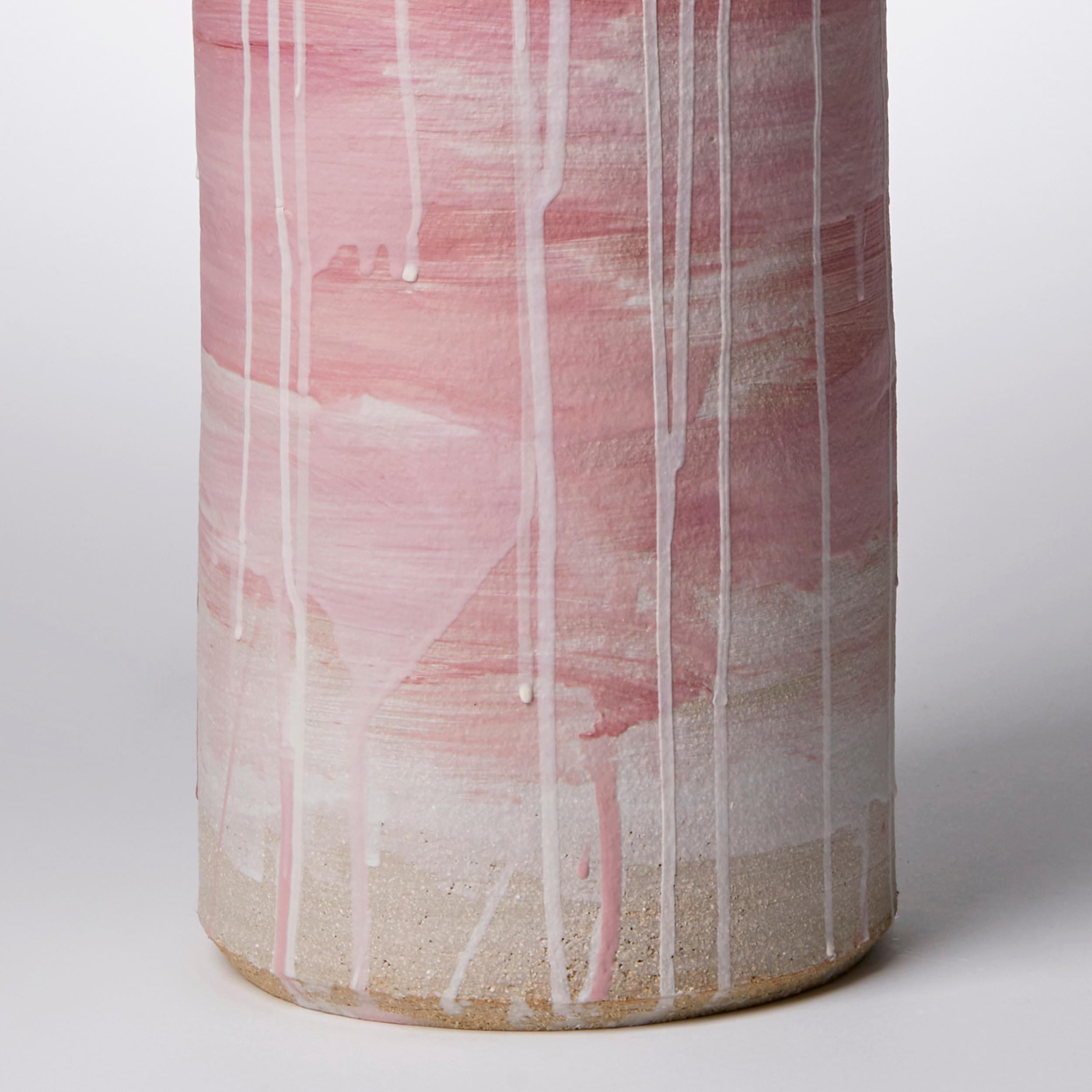 British Colonnade I, a Unique Ceramic Sculptural Vase in Pink & White by Jo Taylor For Sale