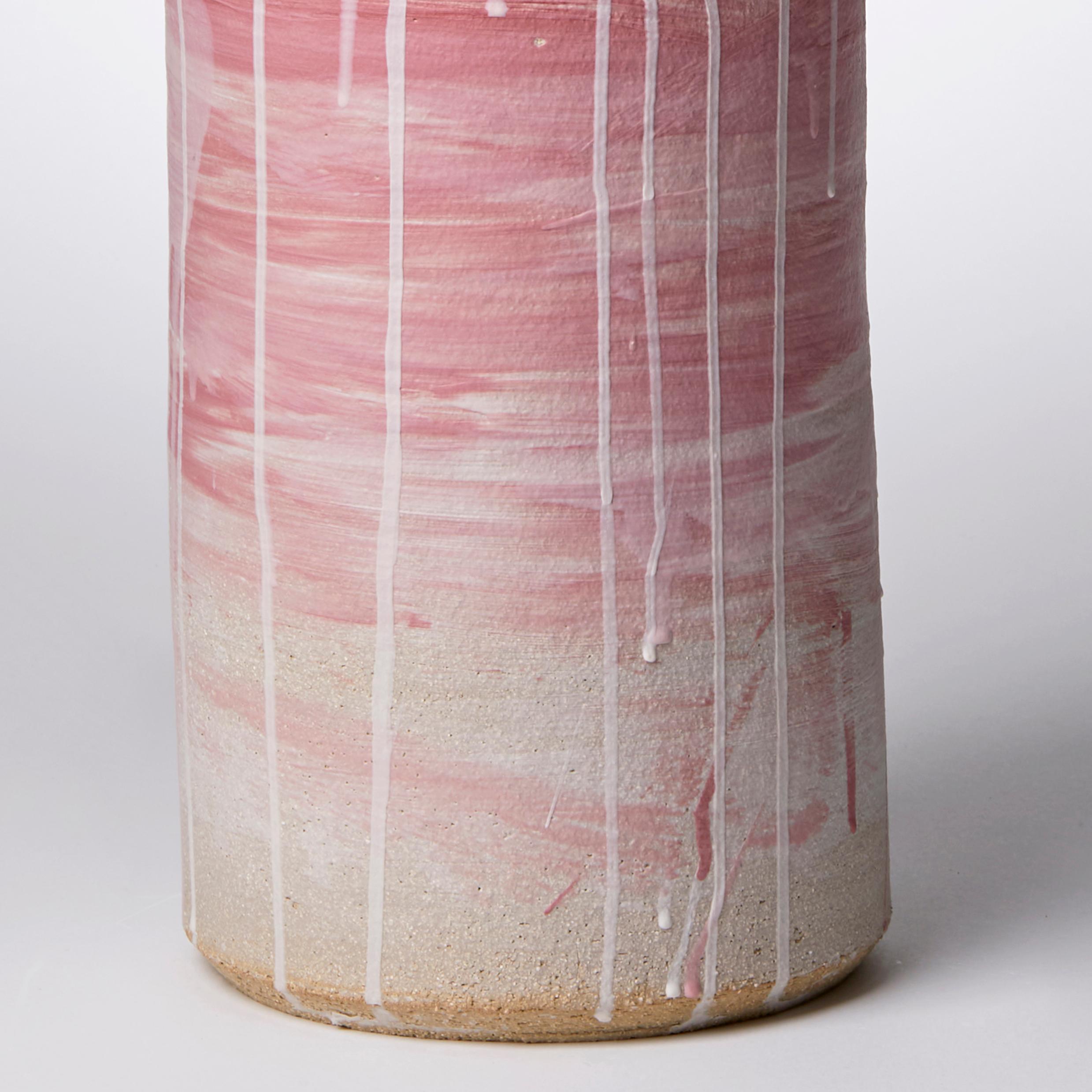 Hand-Crafted Colonnade I, a Unique Ceramic Sculptural Vase in Pink & White by Jo Taylor For Sale