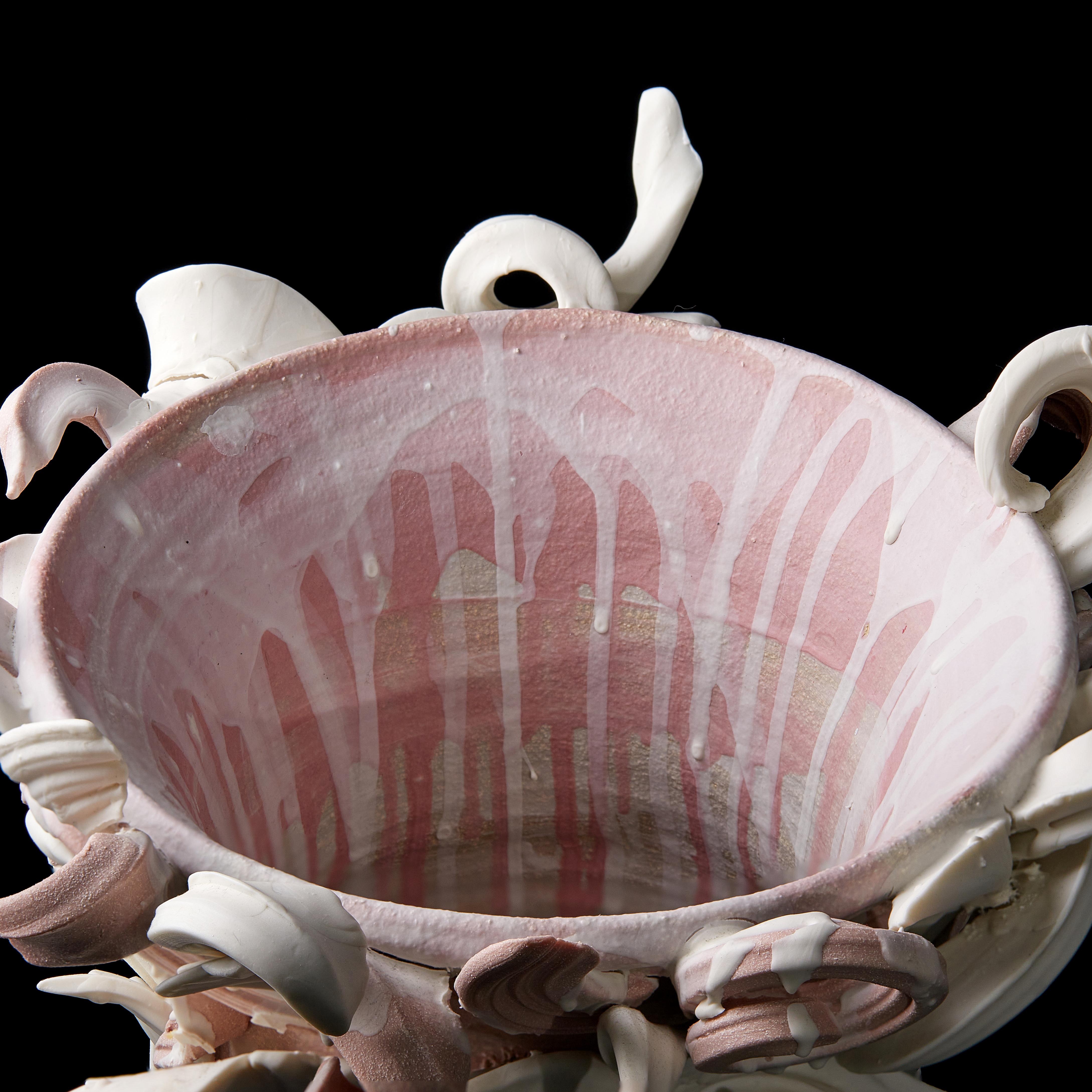 Colonnade II, a Unique Ceramic Sculptural Vase in Pink & White by Jo Taylor 4