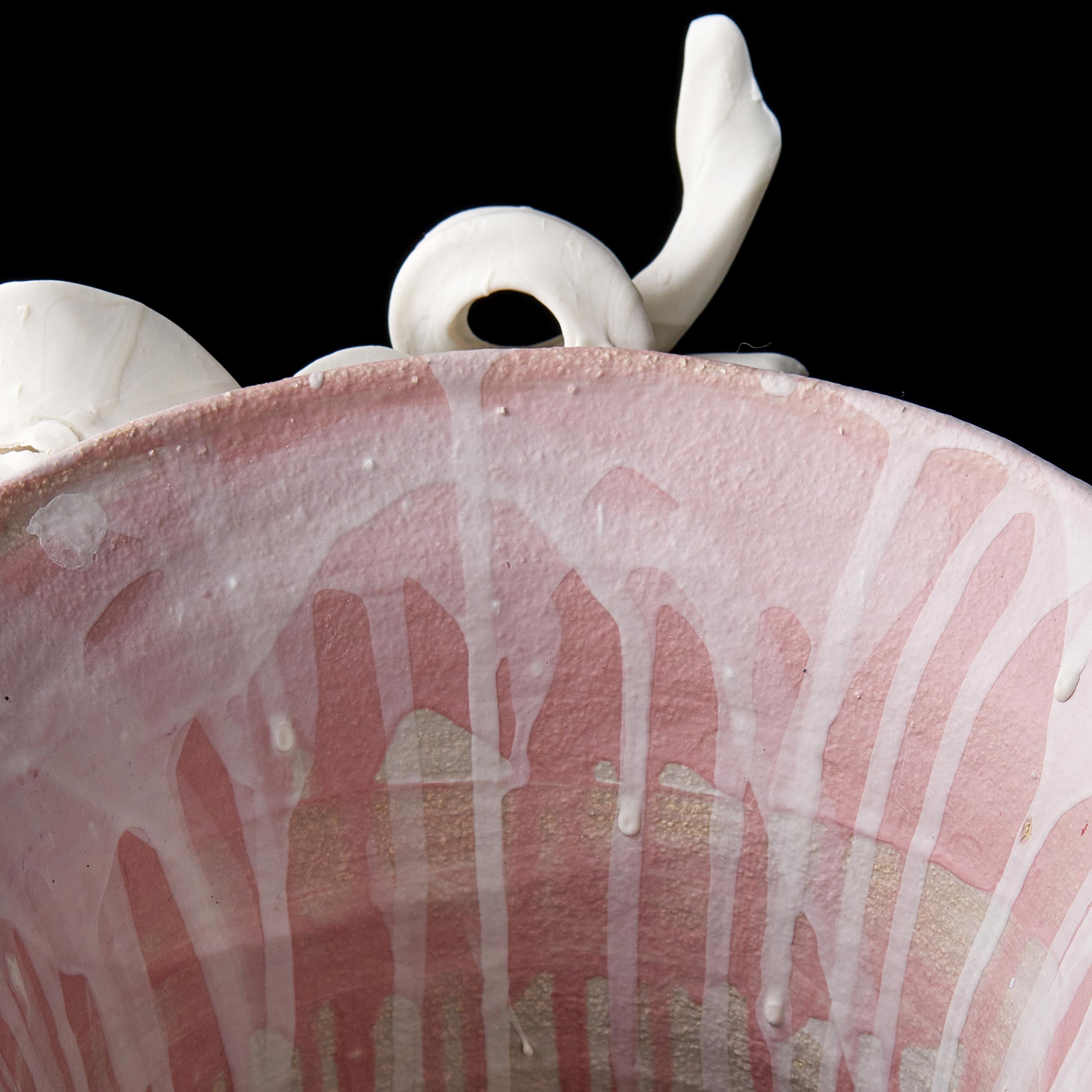 Colonnade II, a Unique Ceramic Sculptural Vase in Pink & White by Jo Taylor 5