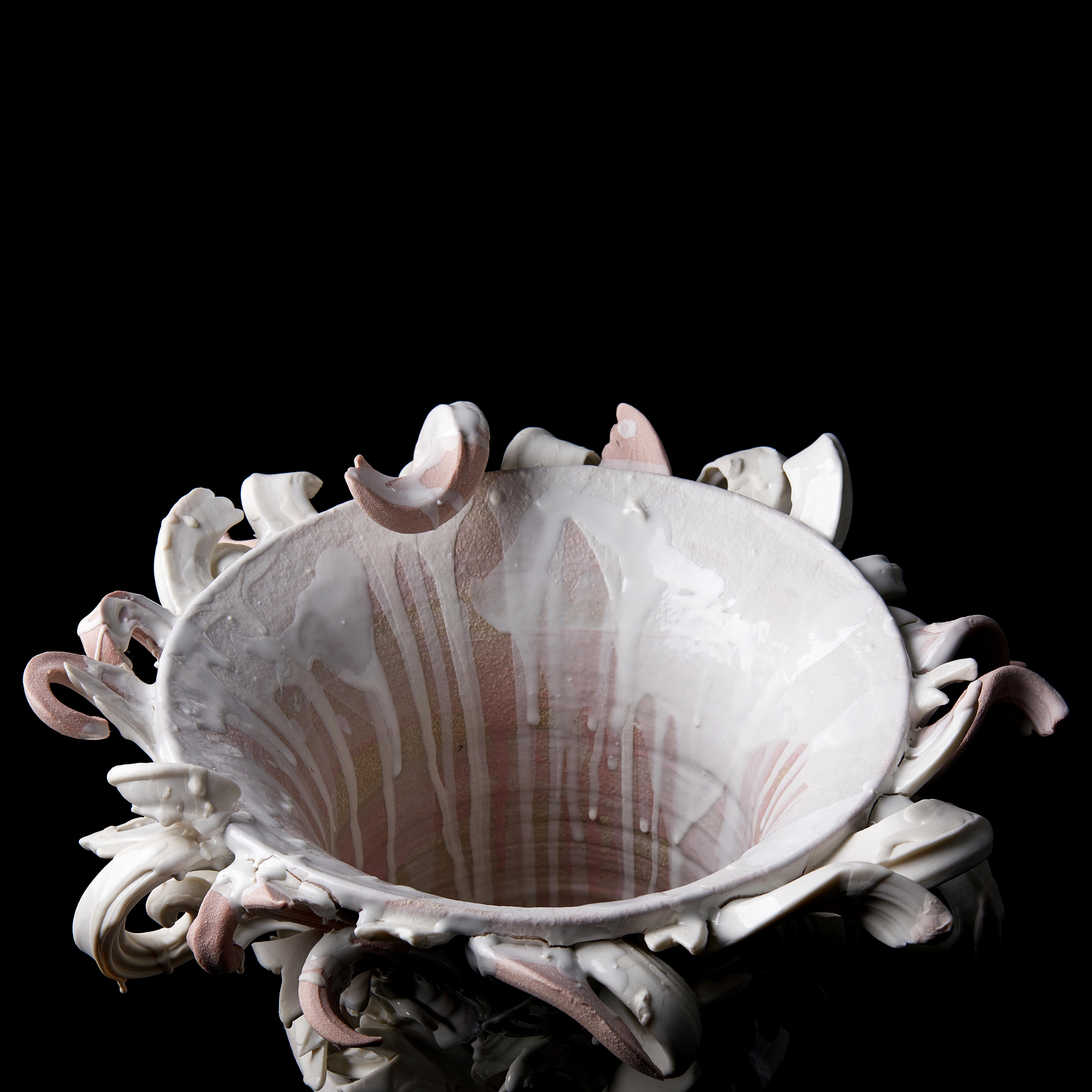 Colonnade III, a Unique Ceramic Sculptural Vase in Pink & White by Jo Taylor 3