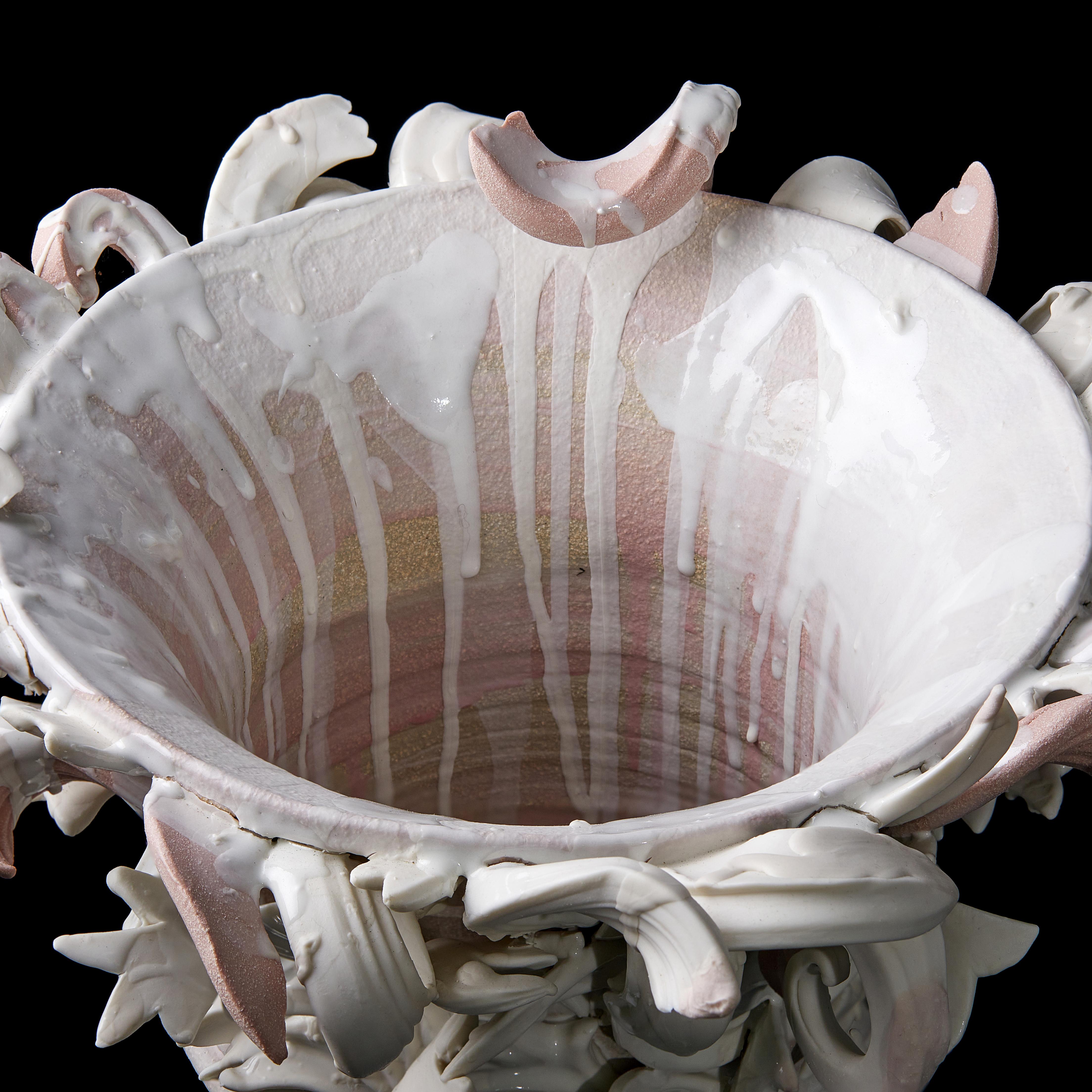 Colonnade III, a Unique Ceramic Sculptural Vase in Pink & White by Jo Taylor 4