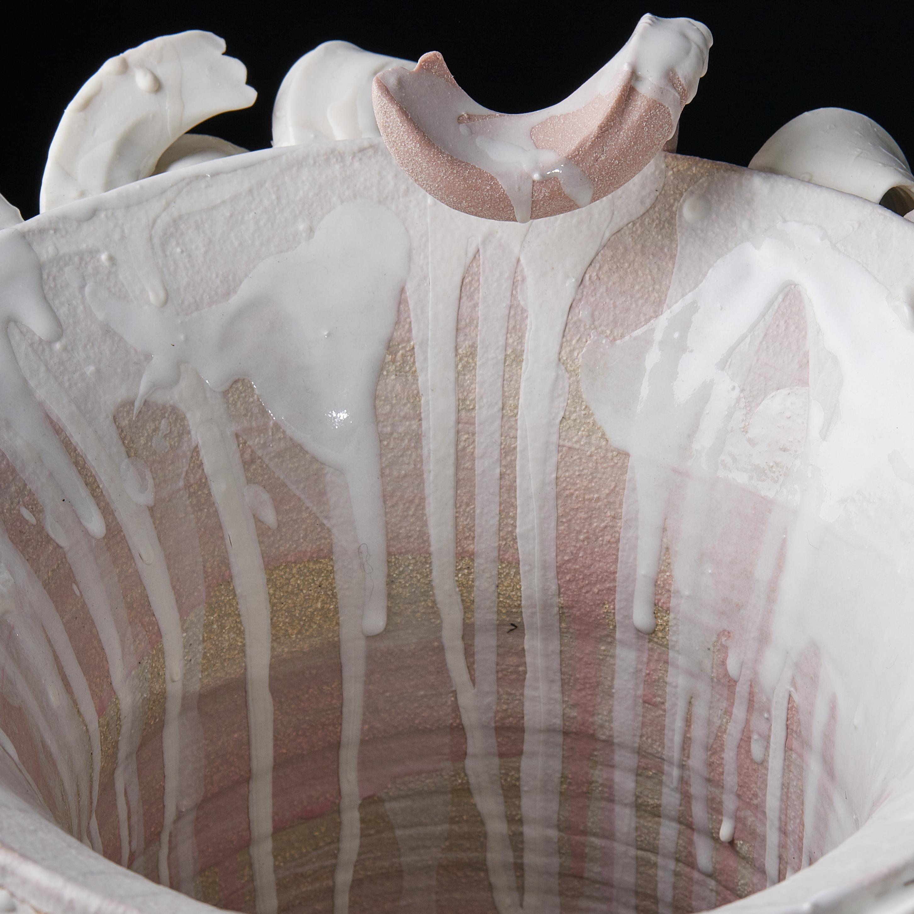 Colonnade III, a Unique Ceramic Sculptural Vase in Pink & White by Jo Taylor 7