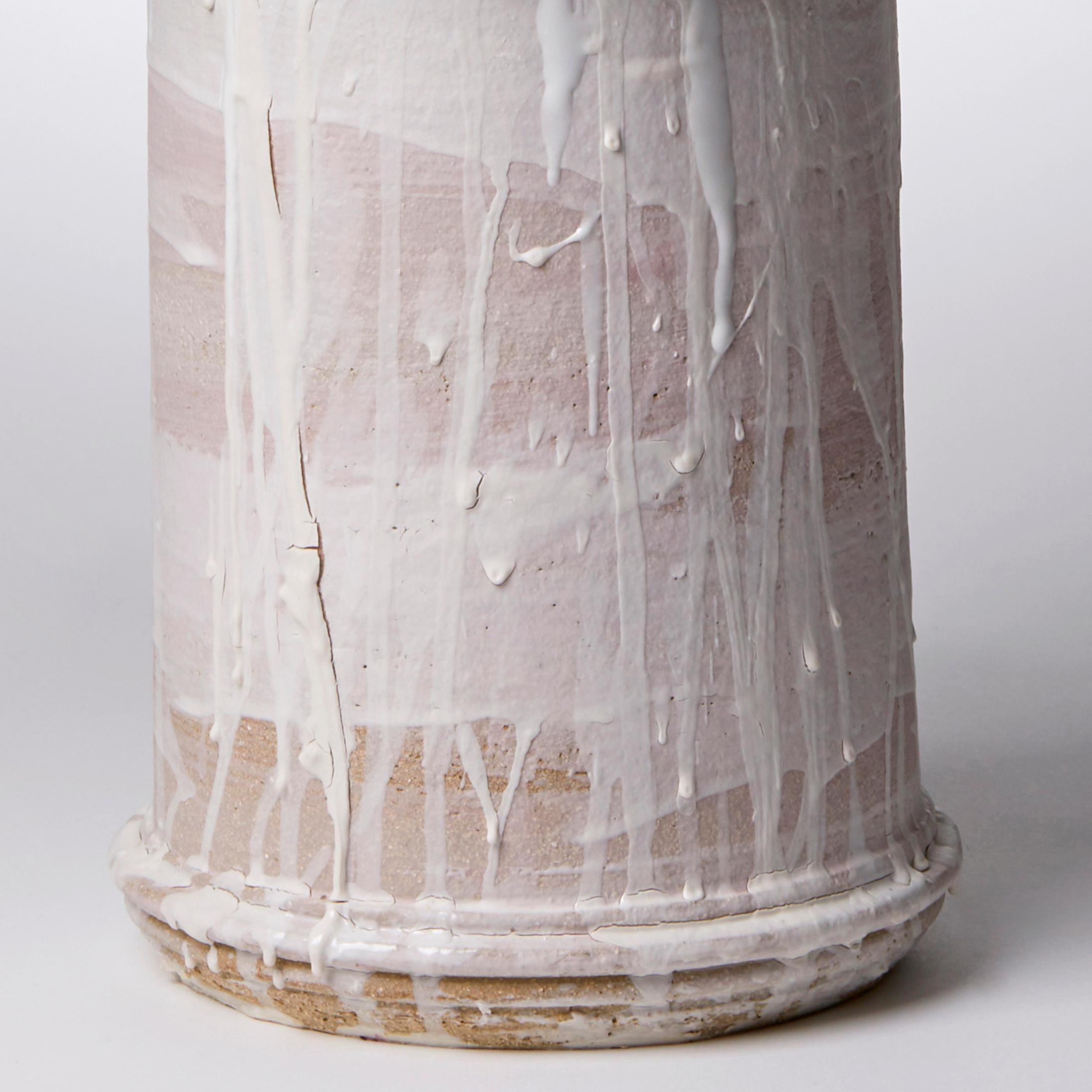 British Colonnade III, a Unique Ceramic Sculptural Vase in Pink & White by Jo Taylor