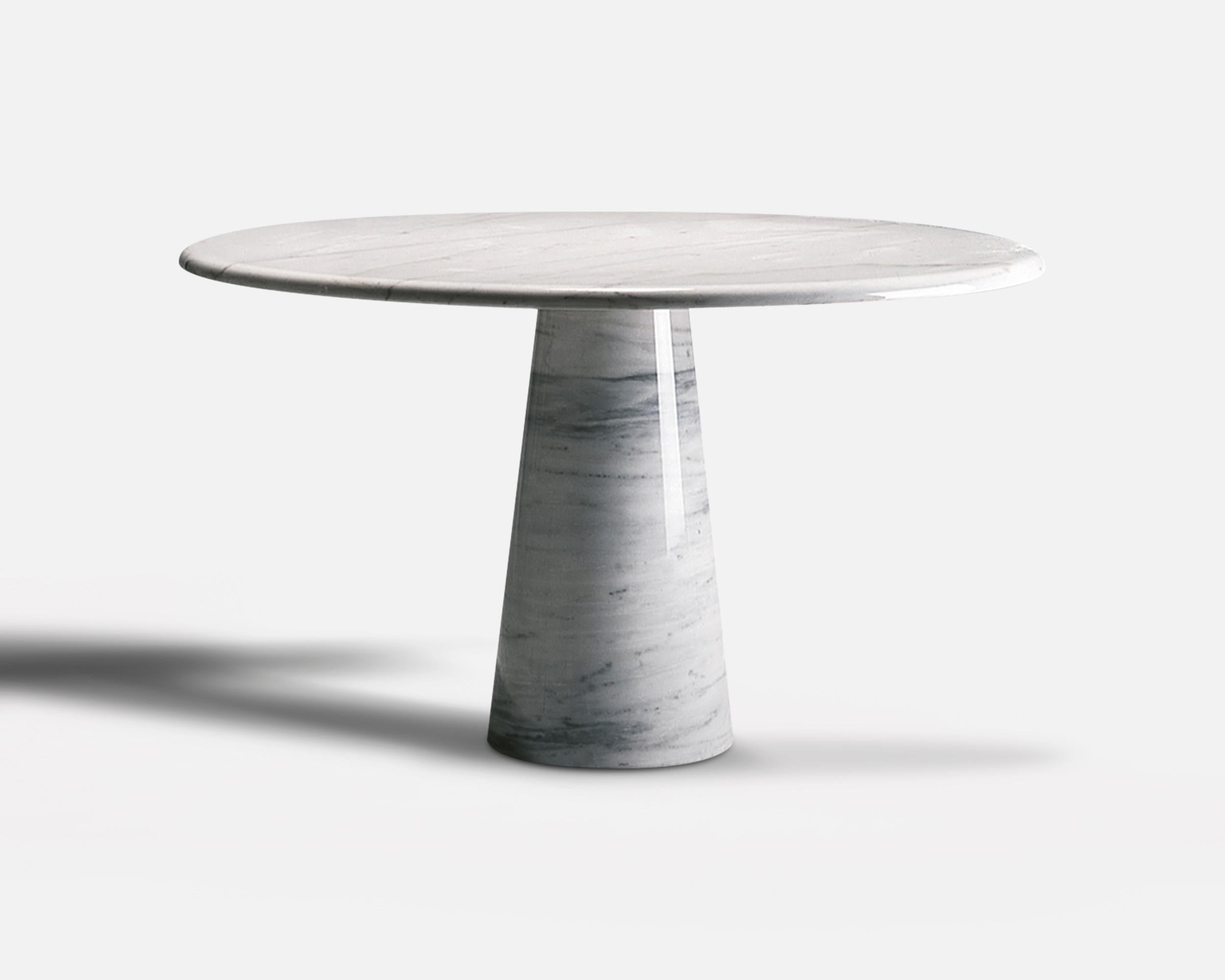 Modern 'Colonnata' Round Dining Table D110 by Giusti & Di Rosa, White Carrara Marble For Sale
