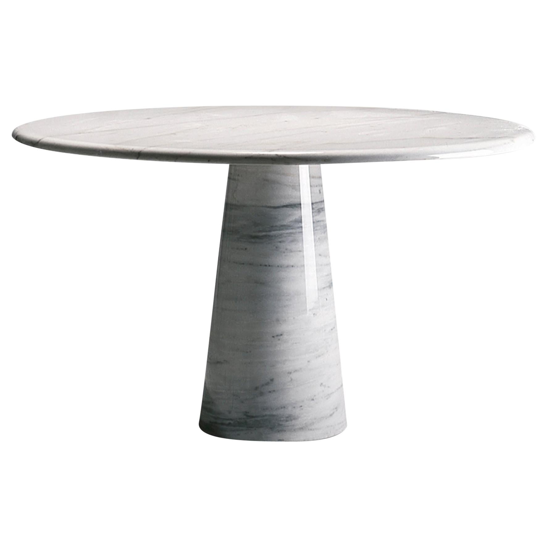 'Colonnata' Round Dining Table D110 by Giusti & Di Rosa, White Carrara Marble For Sale