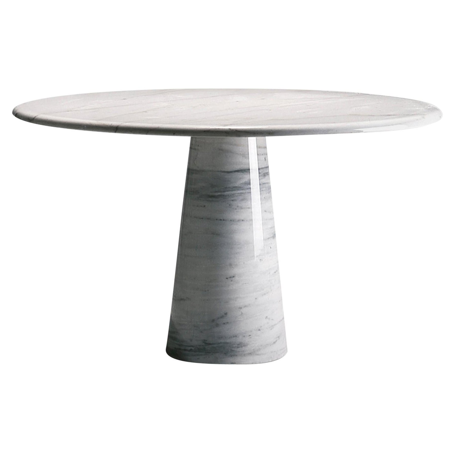 Mesa de comedor redonda "Colonnata" D160 de Giusti & Di Rosa, mármol blanco de Carrara en venta