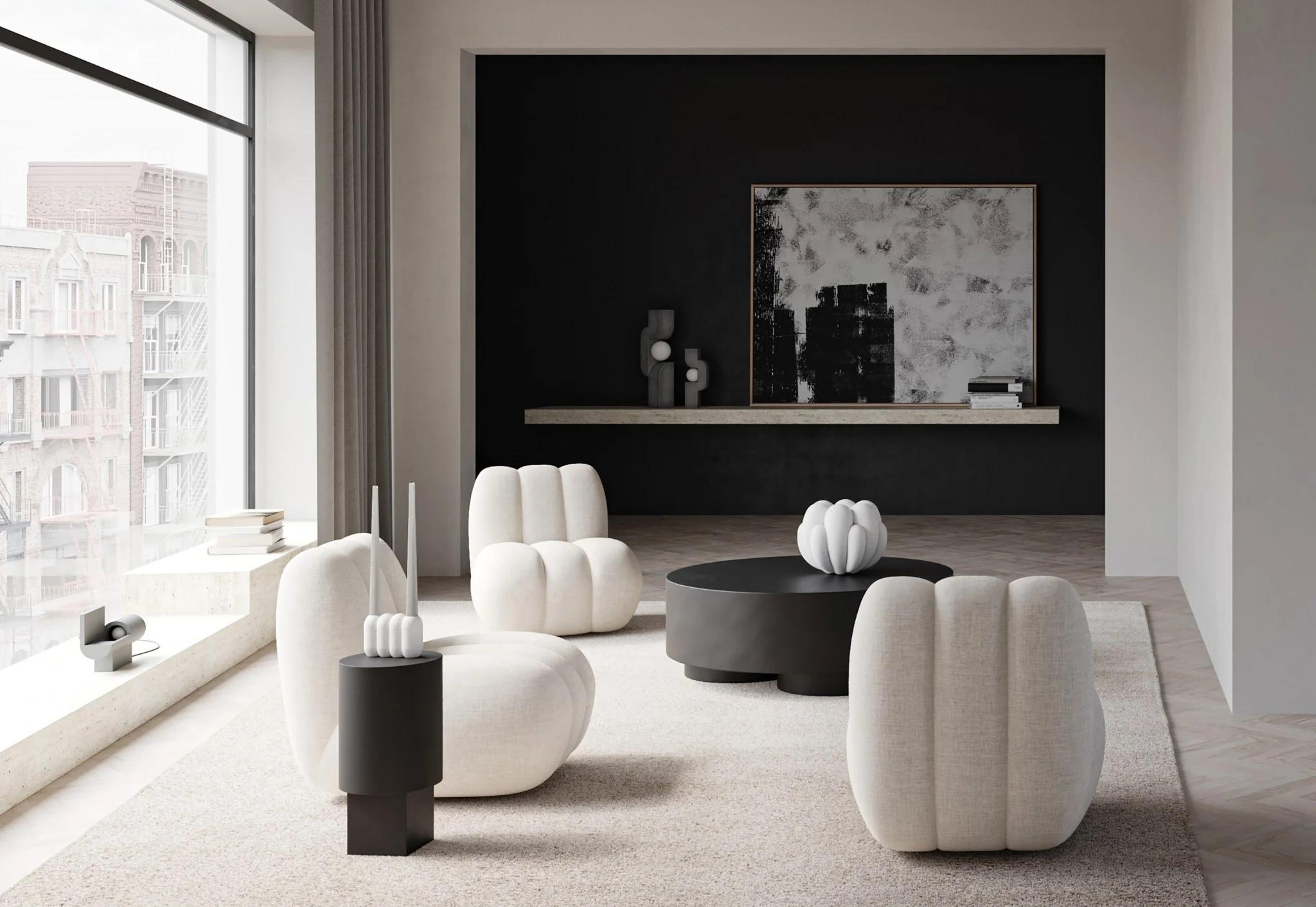 French Colonne, Column Table in Fibre and Concrete, Contemporary Work. For Sale