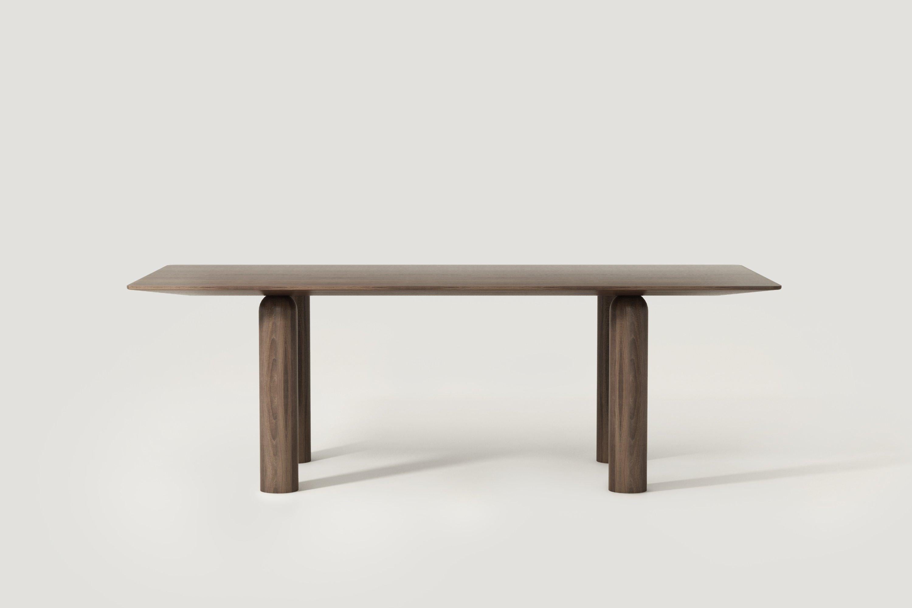Modern Colonne Dining Table in Solid Walnut Wood by POOL For Sale