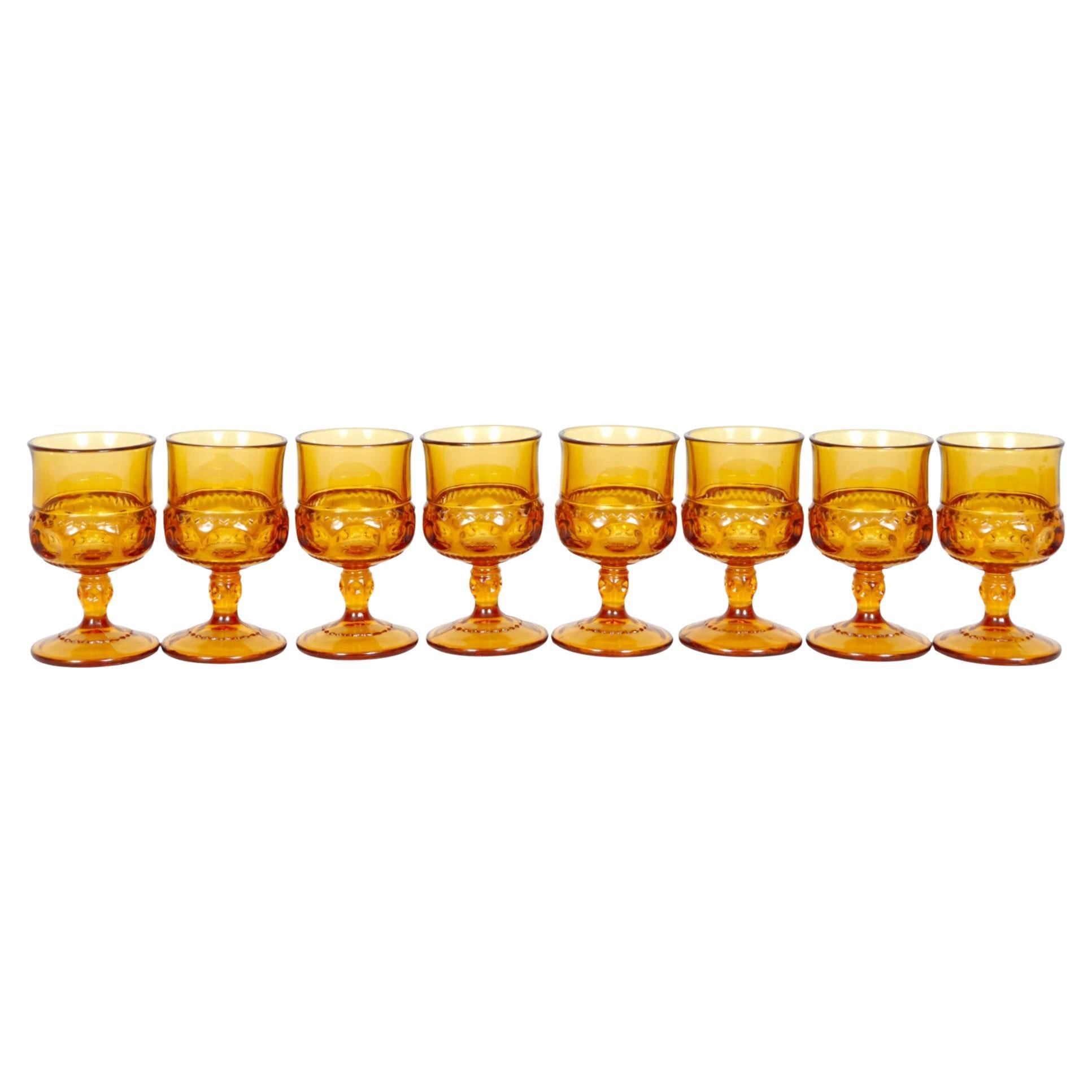 Colony Crown Topaz Amber Glasses, Set of 8
