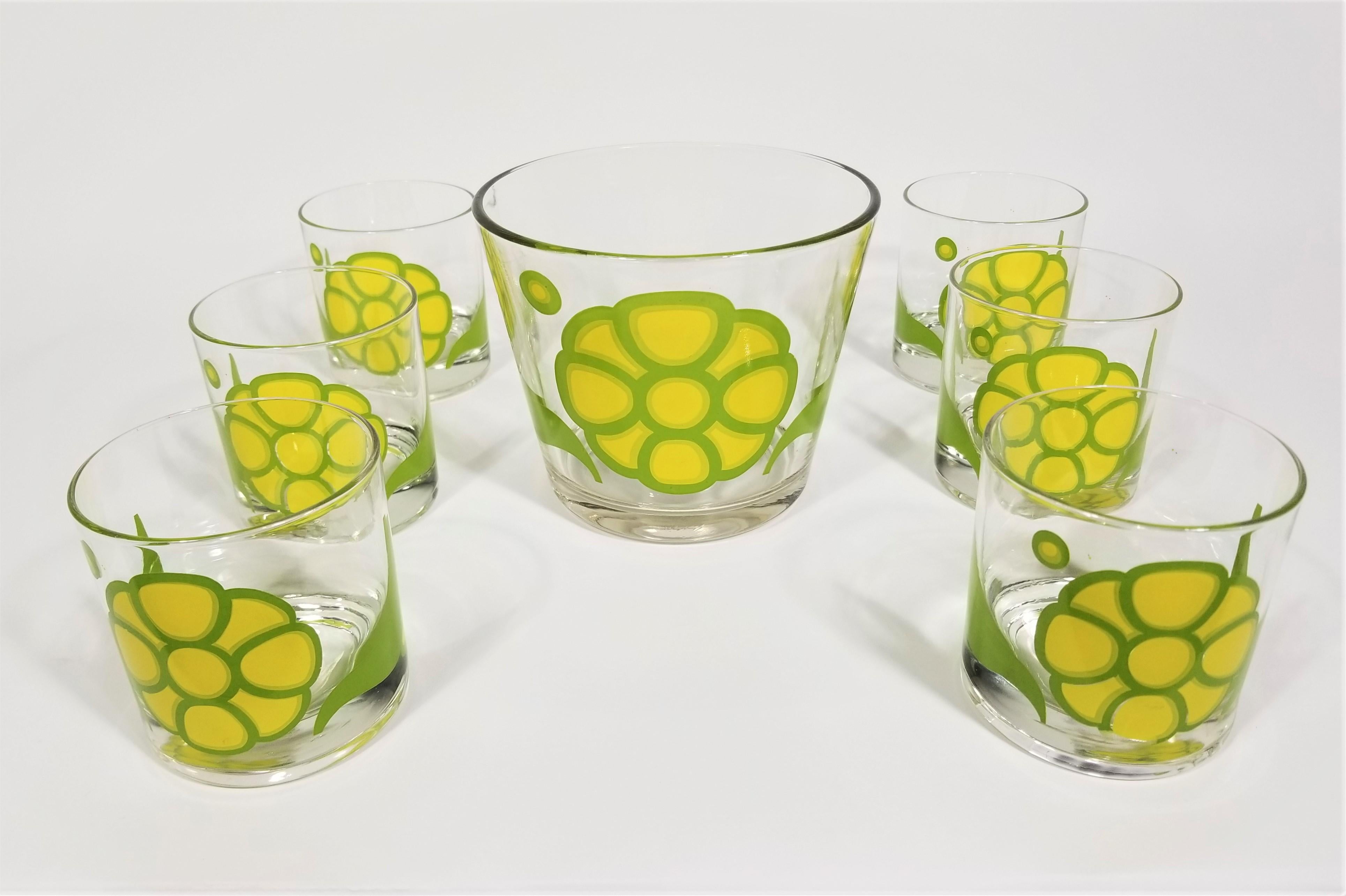 Colony Glassware Barware Mid Century Set of 6 with Ice Bucket 5