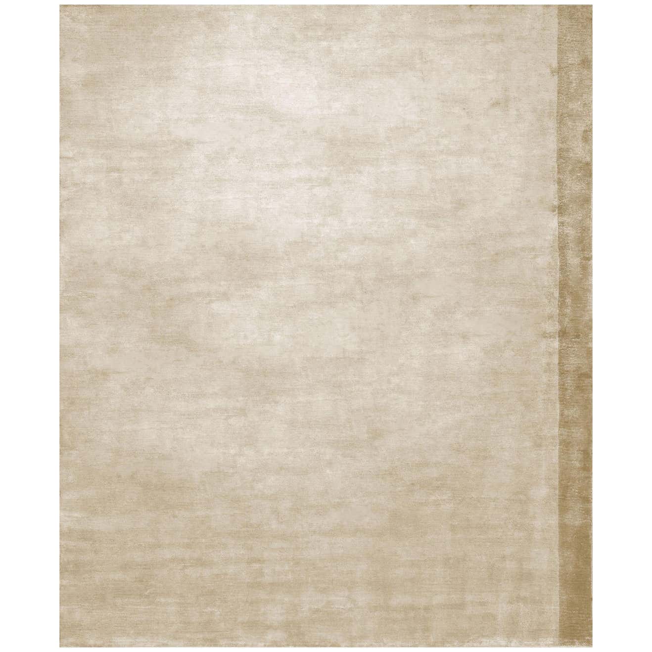 Color Block Gold - Plain Contemporary Hand Knotted Bamboo Silk Rug For ...