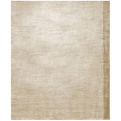 Plain beige Contemporary silk rug Scandinavian Modern - Color Block Gold