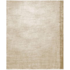 Plain beige Contemporary silk rug Scandinavian Modern - Color Block Gold 