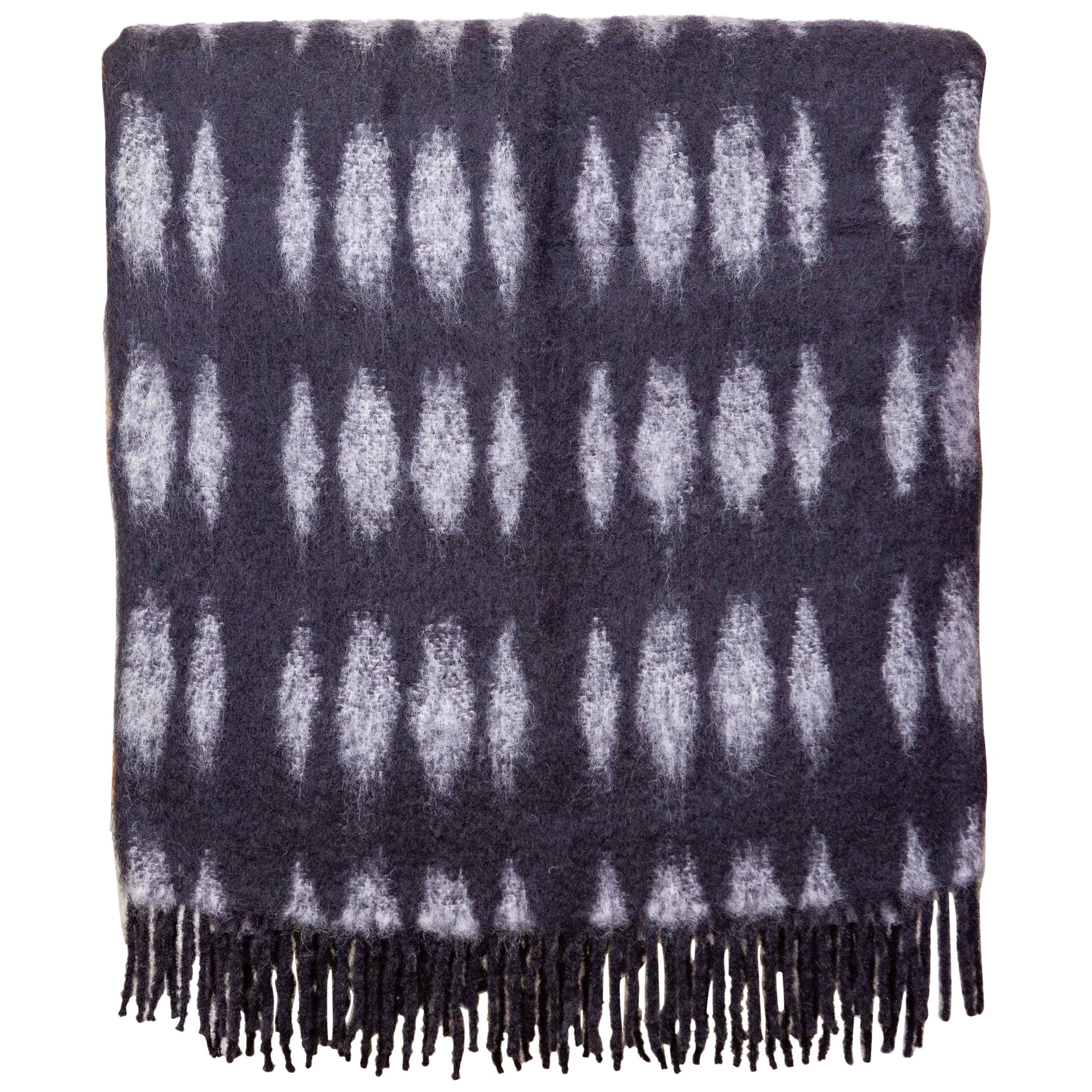 Color Block Mohair Blanket in Black and Grey