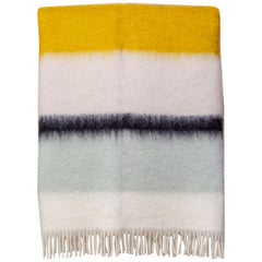 Color Block Mohair Blanket in Yellow, Ivory, Light Grey, Pale Pink, in Stock