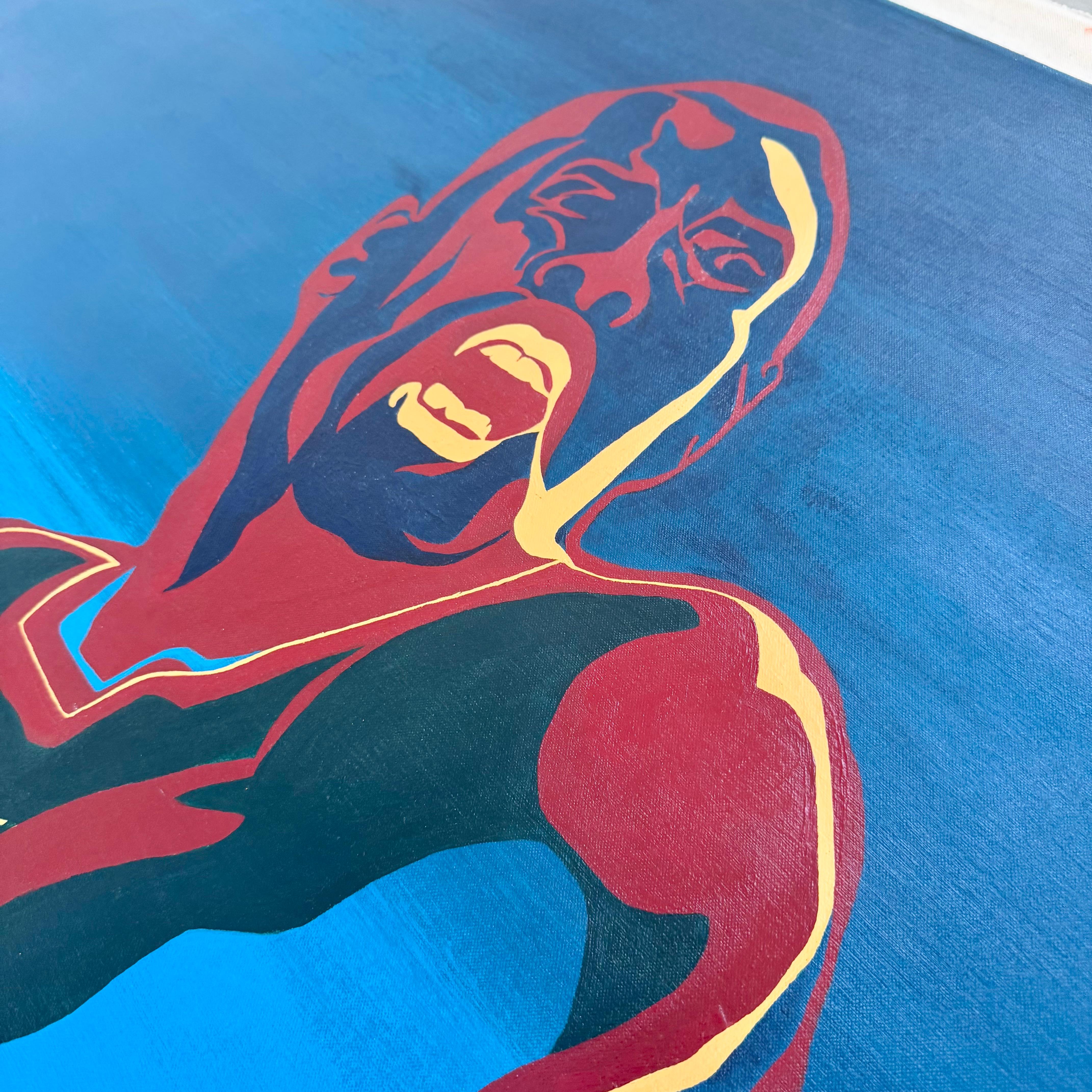 Color Block Oil Painting of Gary Payton, 1990s USA For Sale 4