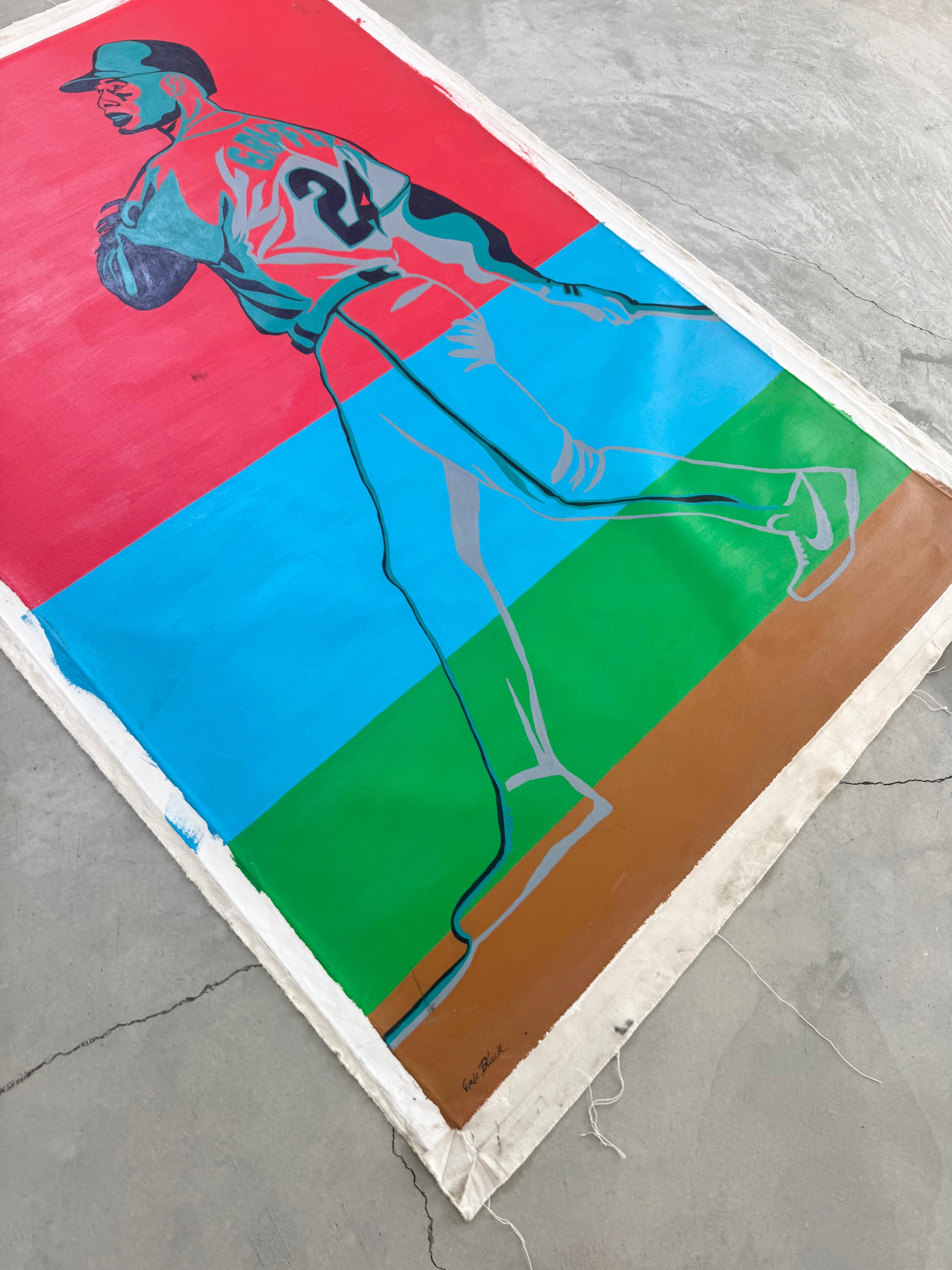 Color Block Oil Painting of Ken Griffey Jr., 1990s USA For Sale 11