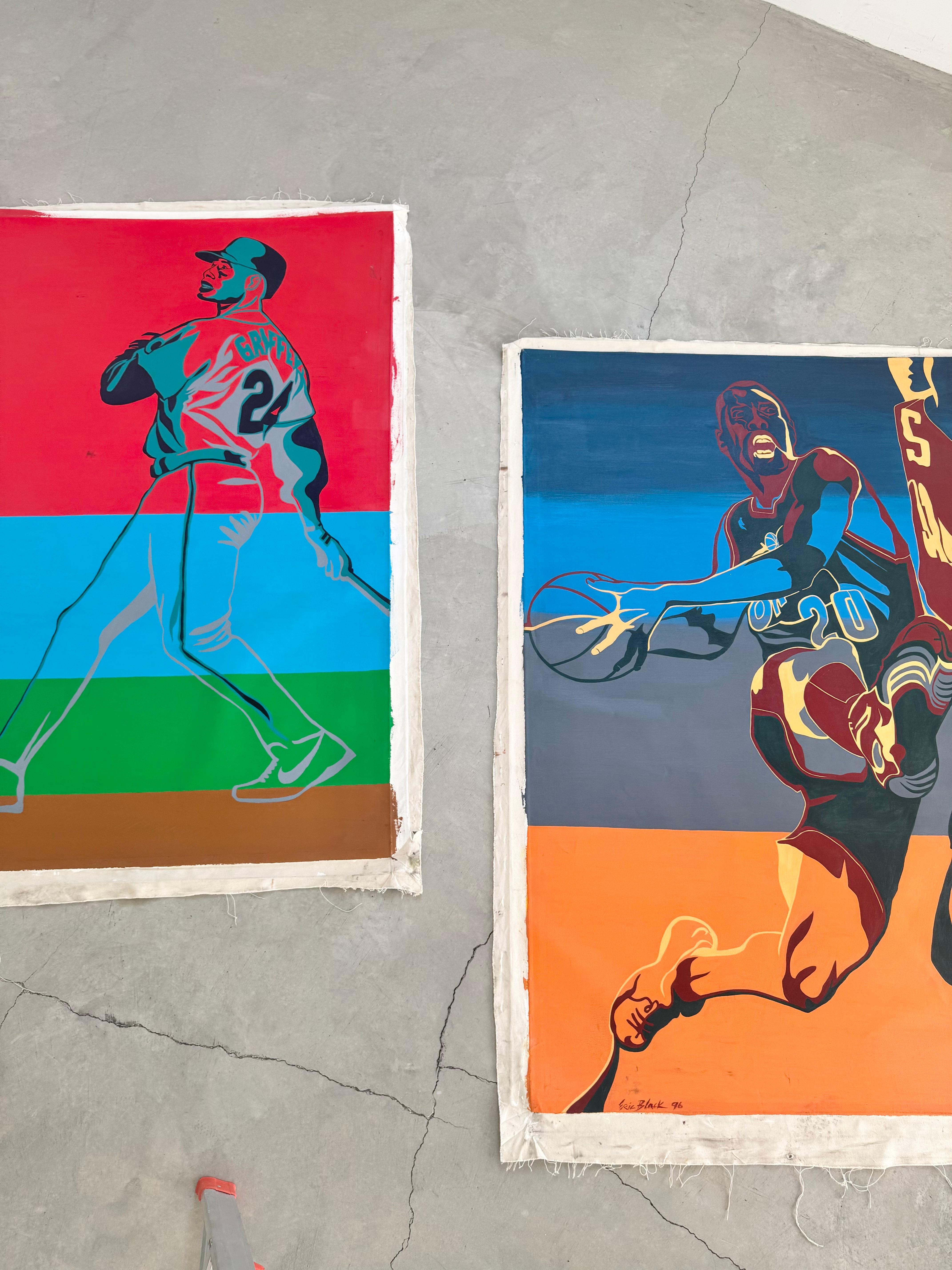 Color Block Oil Painting of Ken Griffey Jr., 1990s USA For Sale 13