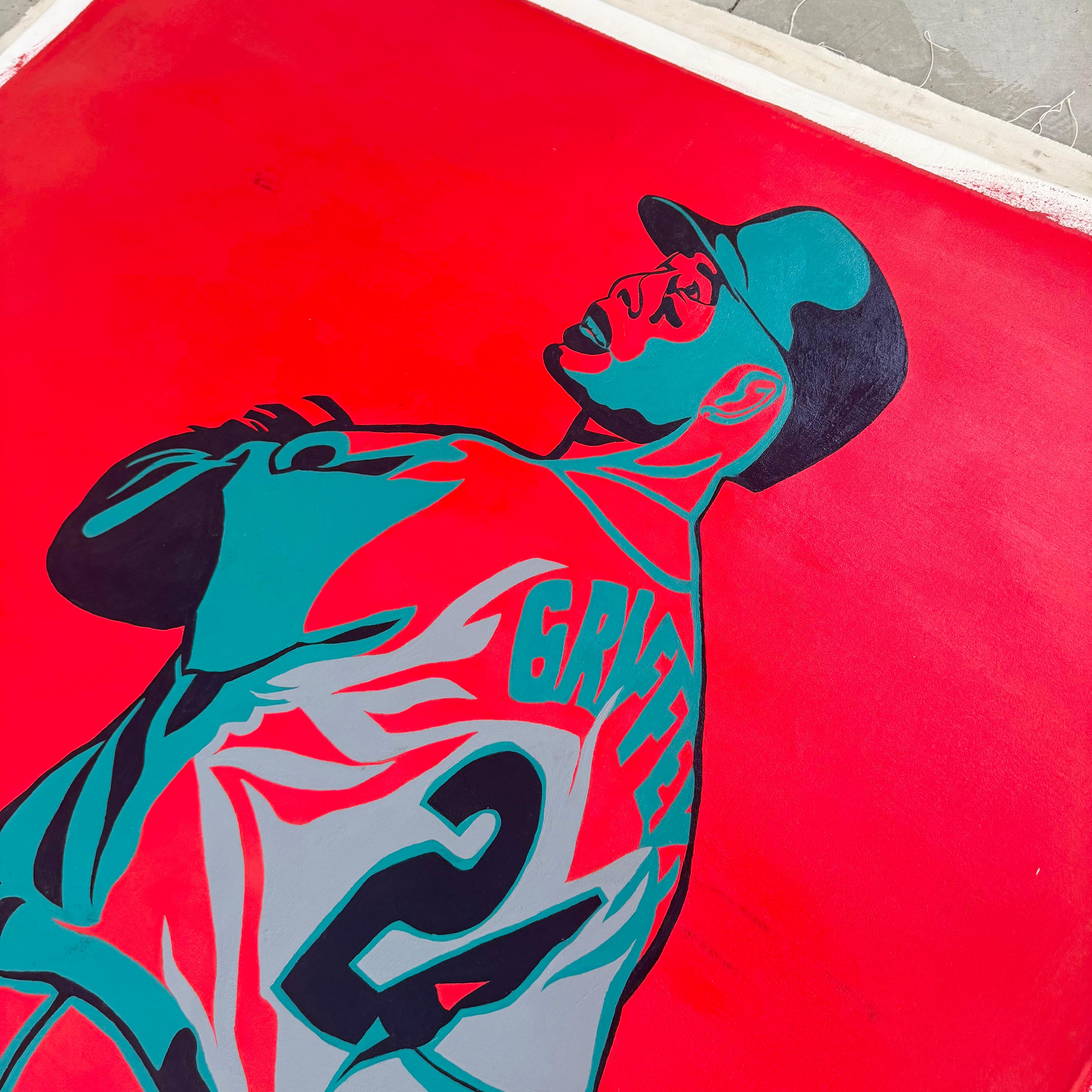 Color Block Oil Painting of Ken Griffey Jr., 1990s USA For Sale 2