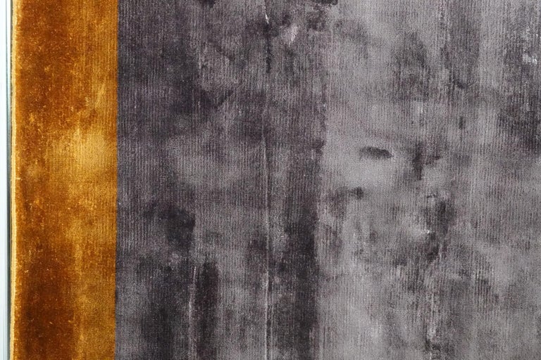 Colour Blocks Violet Rug Color Block Purple - Plain Soft Hand Knotted Bamboo Silk Rug For Sale ...