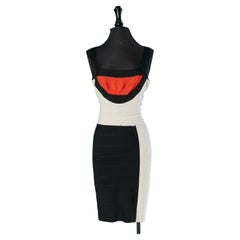 Color block rayon sleeveless dress HERVE LEGER