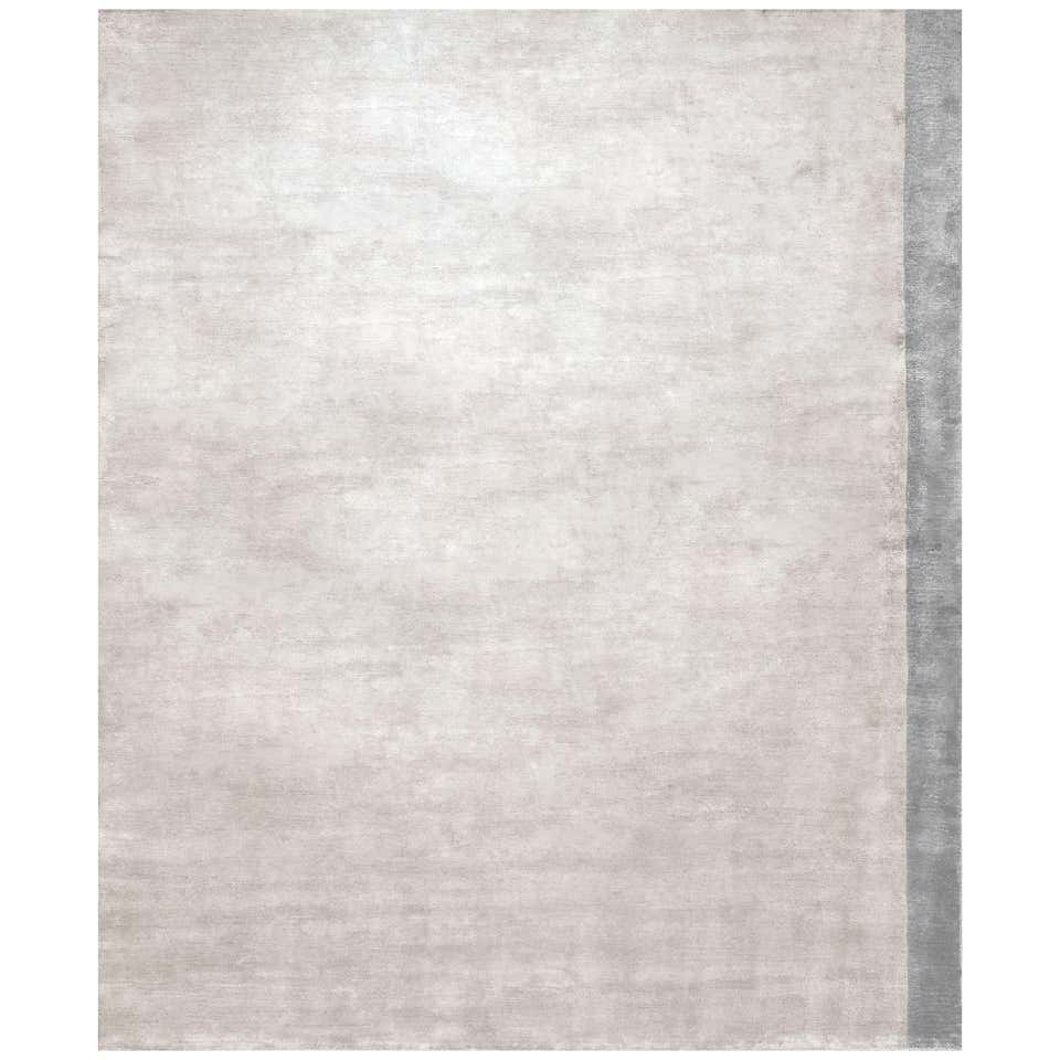 Color Block Gold - Plain Contemporary Hand Knotted Bamboo Silk Rug For ...