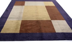 Color Block Tibetan Design Area Rug