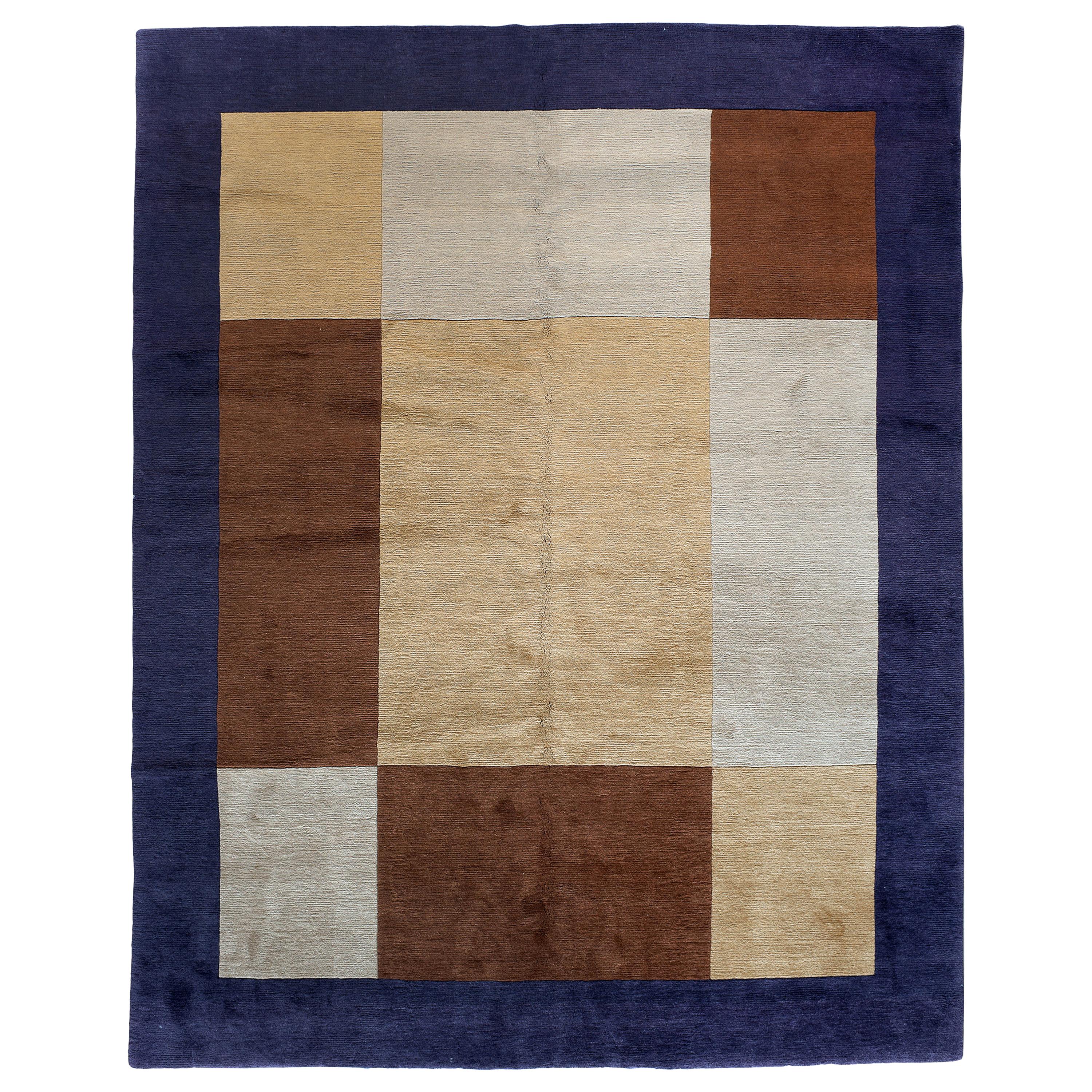 Color Block Tibetan Design Area Rug