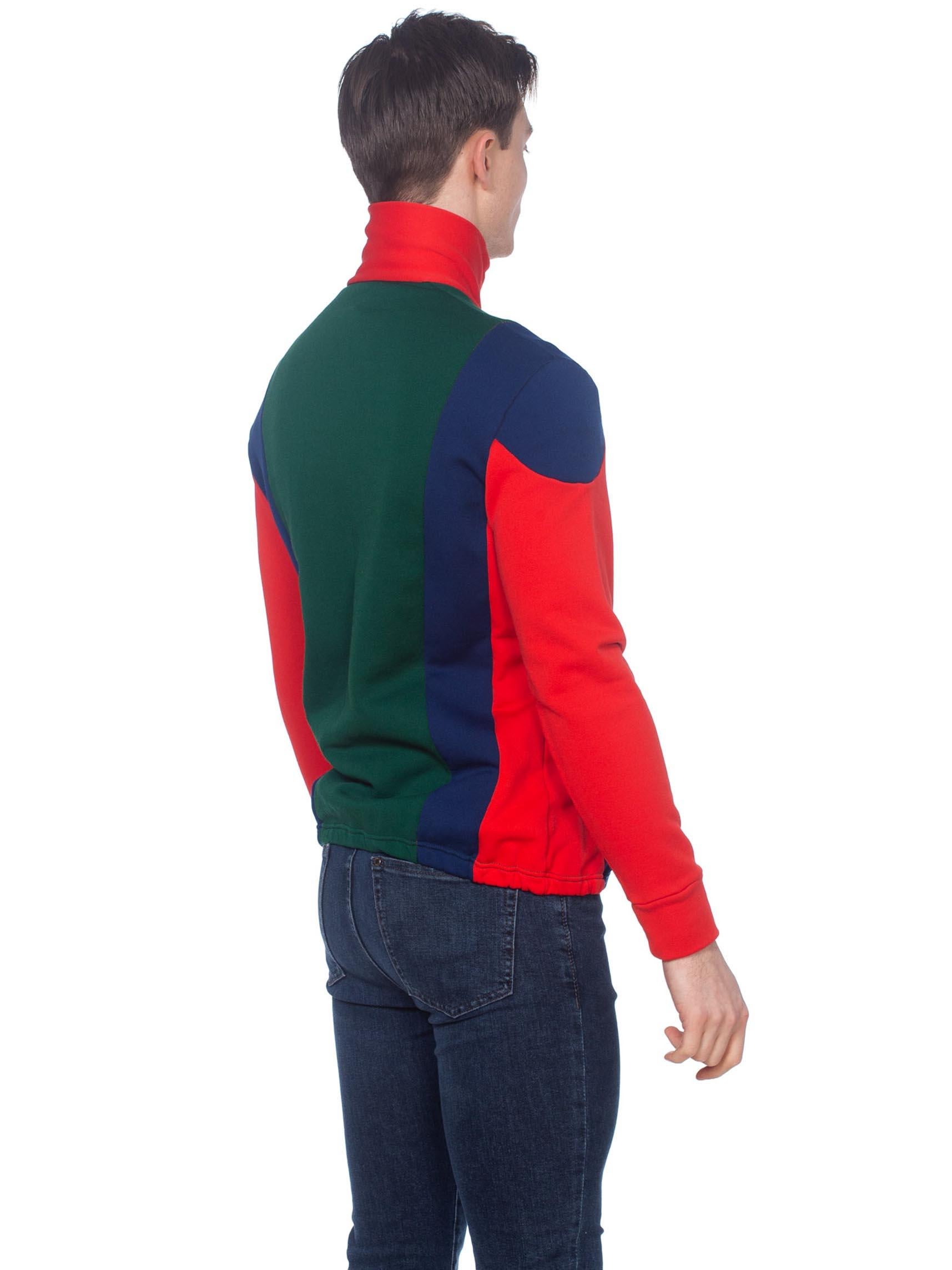 1980'S Red & Blue Polyester Men's Colorblocked Track Suit Jacket 4