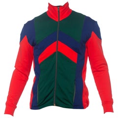 Vintage 1980'S Red & Blue Polyester Men's Colorblocked Track Suit Jacket