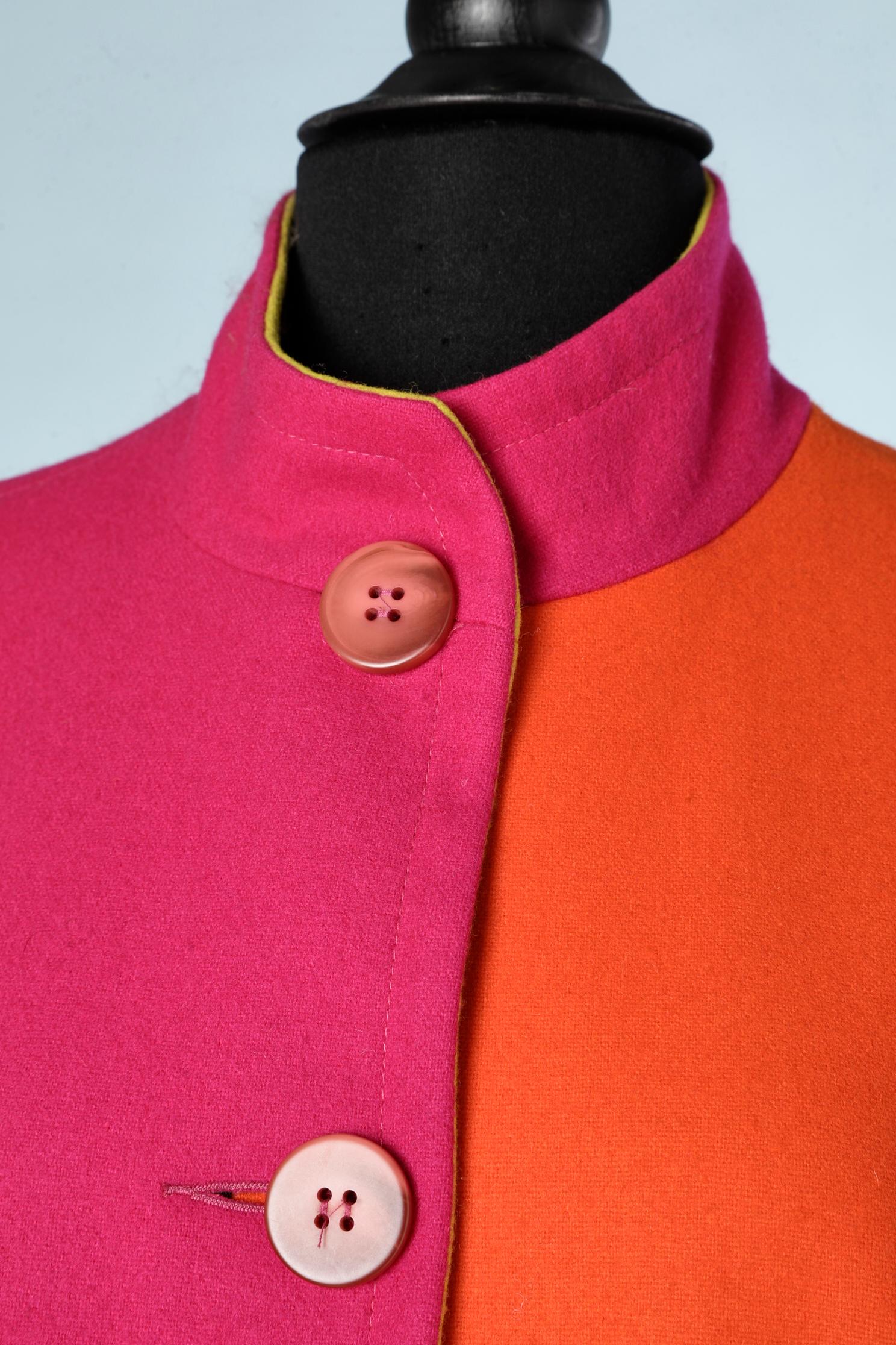 Blue Color - blocks wool single-breasted coat Popy Moreni