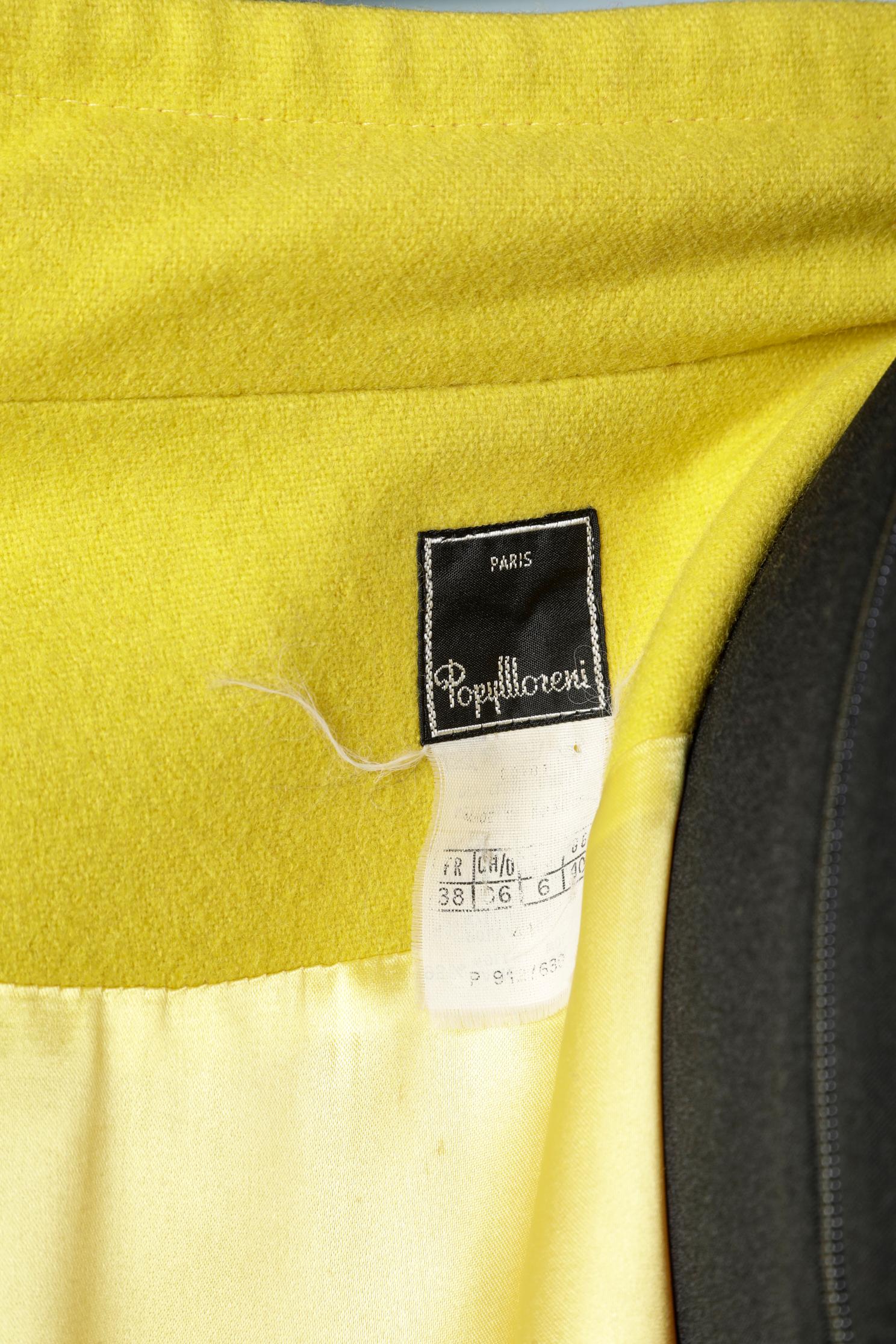 Color - blocks wool single-breasted coat Popy Moreni 1