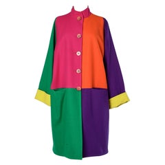 Color - blocks wool single-breasted coat Popy Moreni
