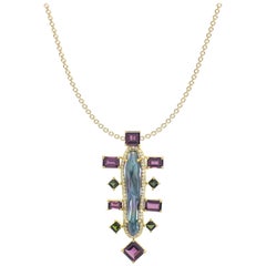 Color Burst Bars Black Pearl and Diamond Necklace