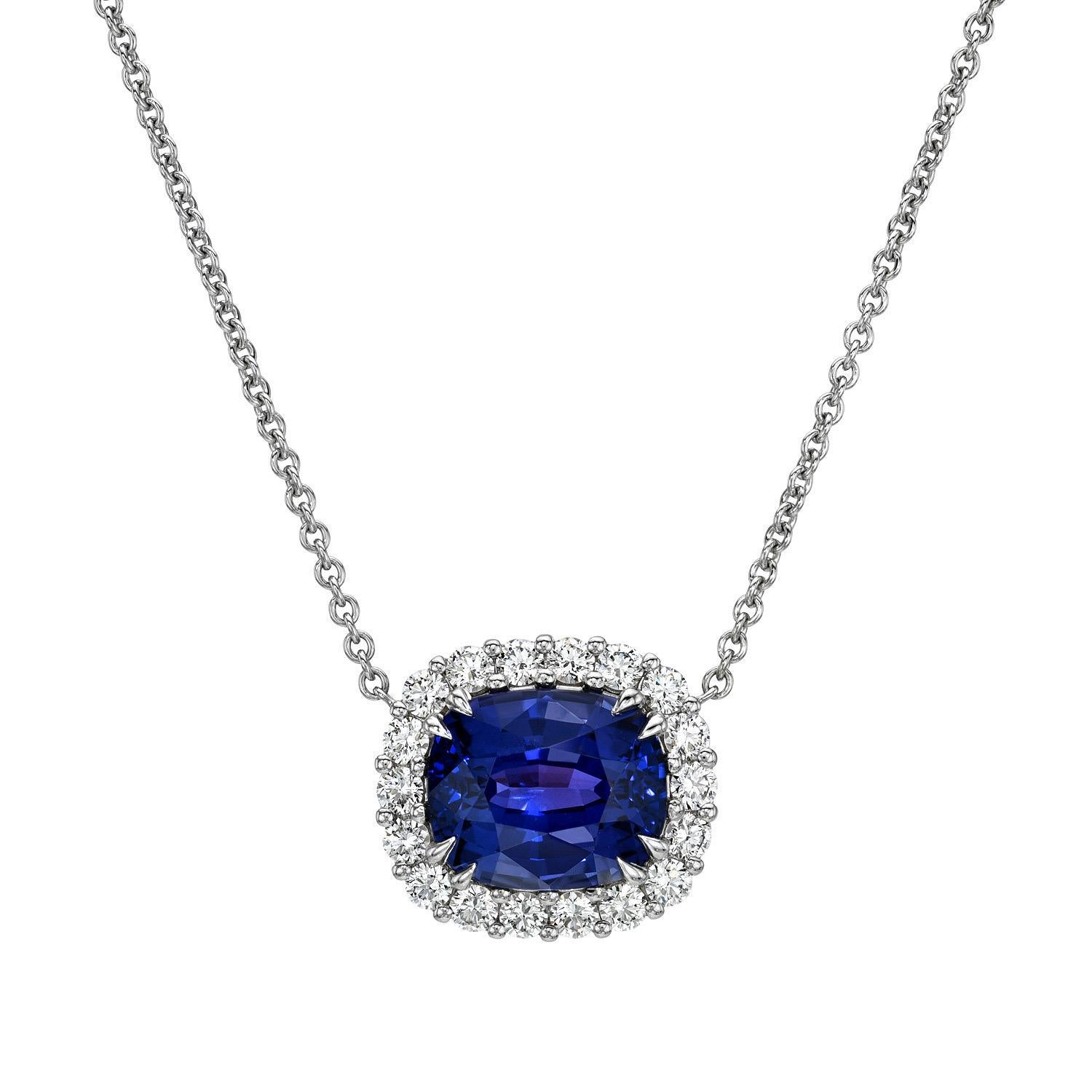 Contemporain Collier saphir bleu violet 4.50 carats coussin Sri Lanka en vente