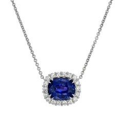 4.50 Carat GIA Color Change Ceylon Sapphire Diamond Halo Pendant Necklace